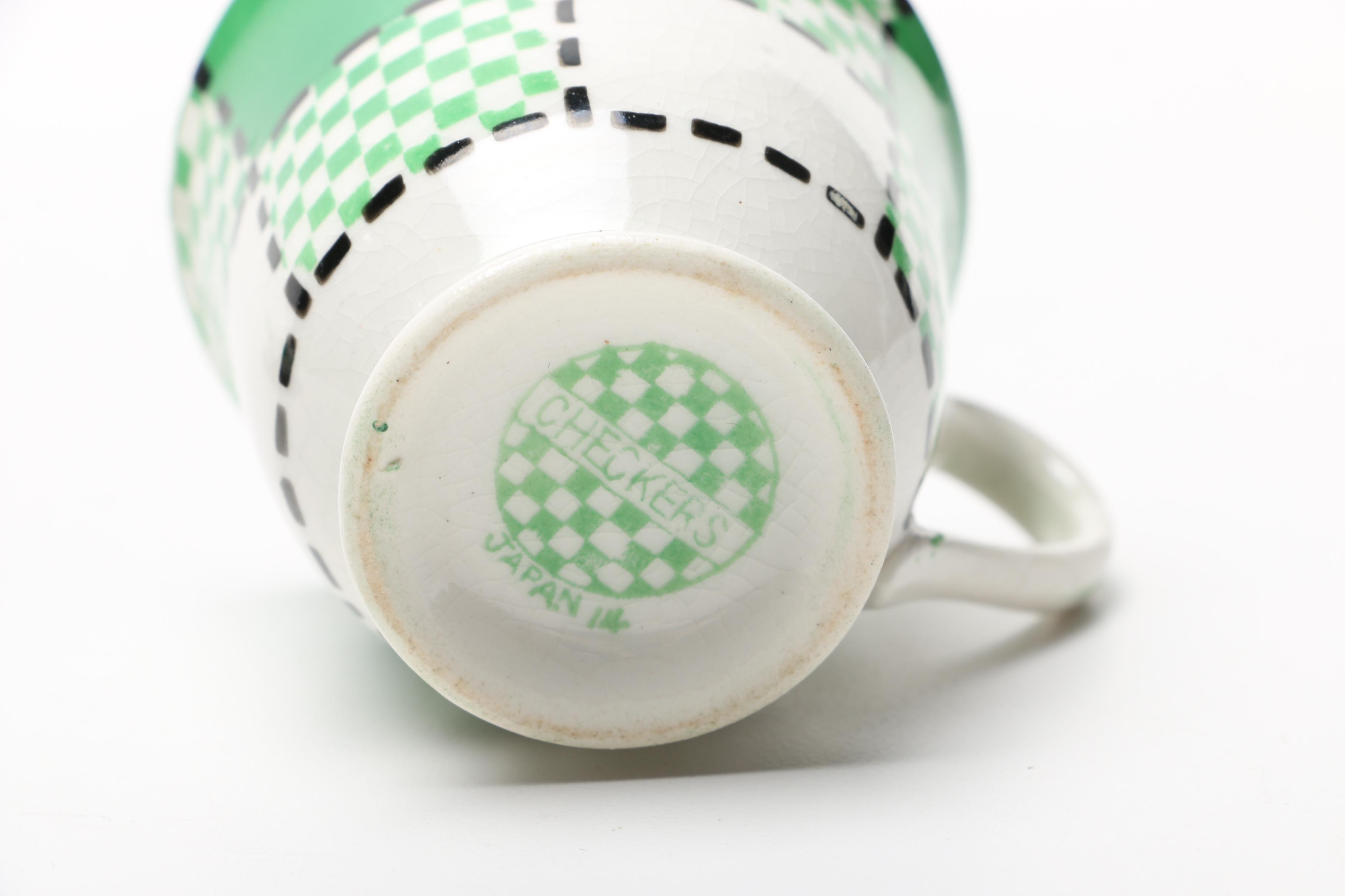 Japanese Kikusui "Checkers Green" Tea Service EBTH