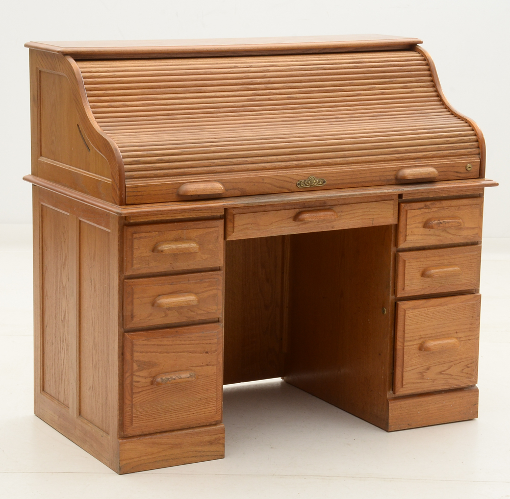 Oak RollTop Tambour Desk EBTH