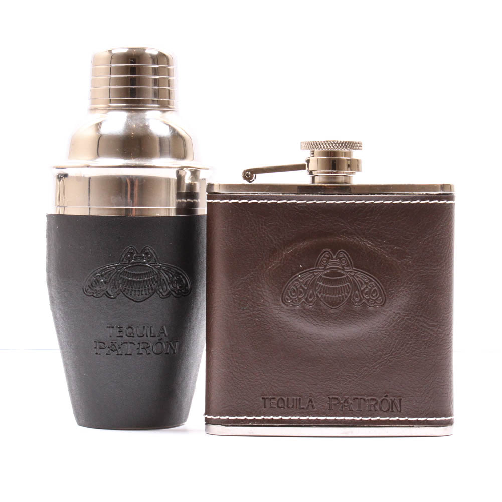 Tequila Patron Flask and Cocktail Shaker EBTH