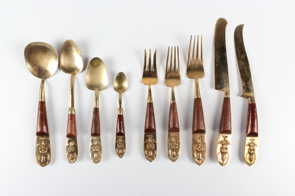 Vintage Siam Brass Flatware Set EBTH