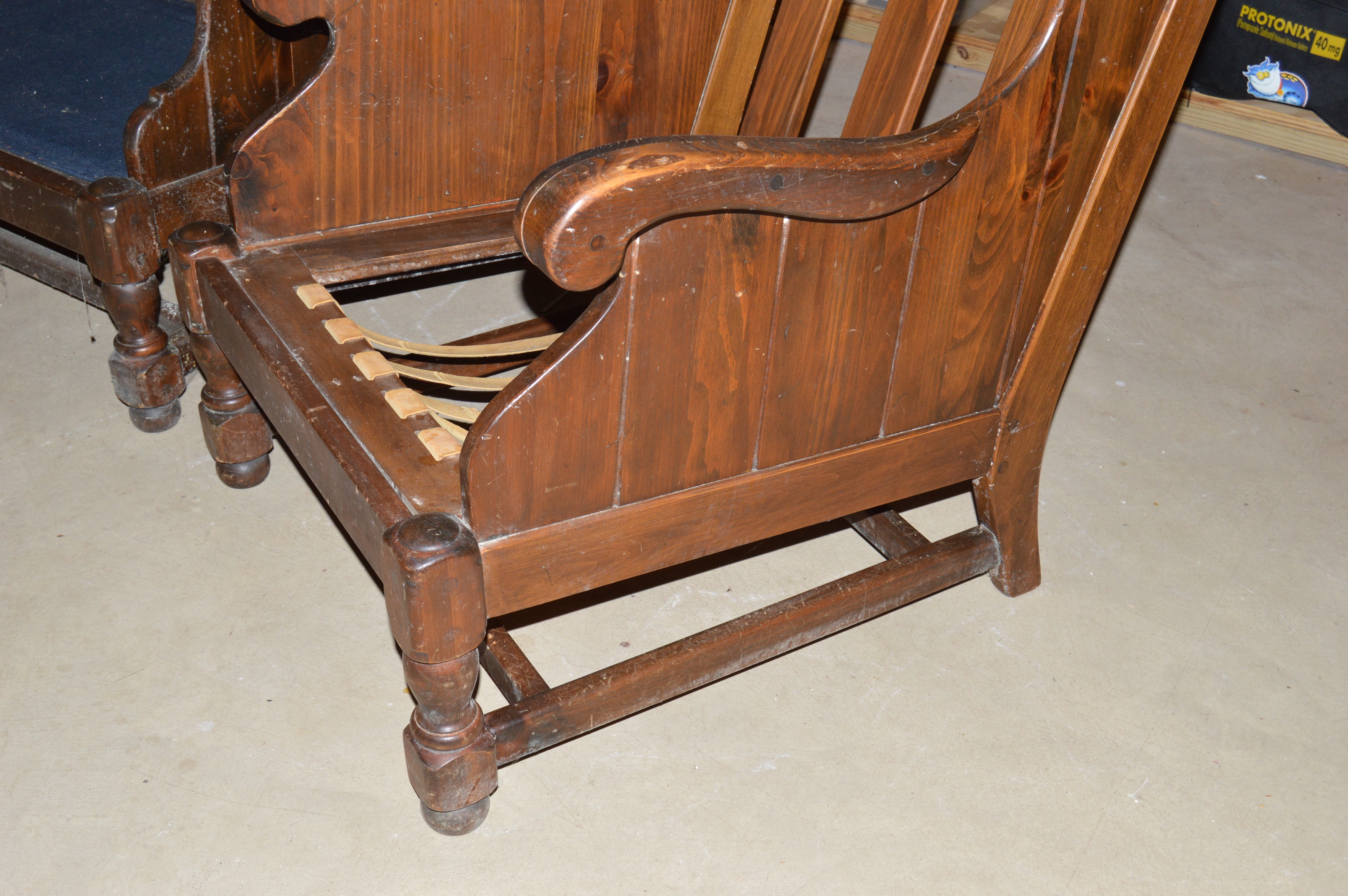 Vintage "Old Tavern" Wood Sofa, Chair, and Table by Ethan Allen EBTH