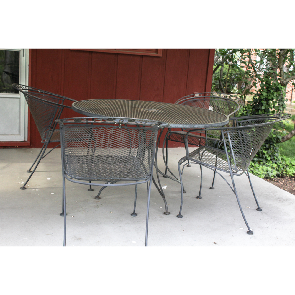 Vintage Wrought Iron Outdoor Table and Chairs EBTH