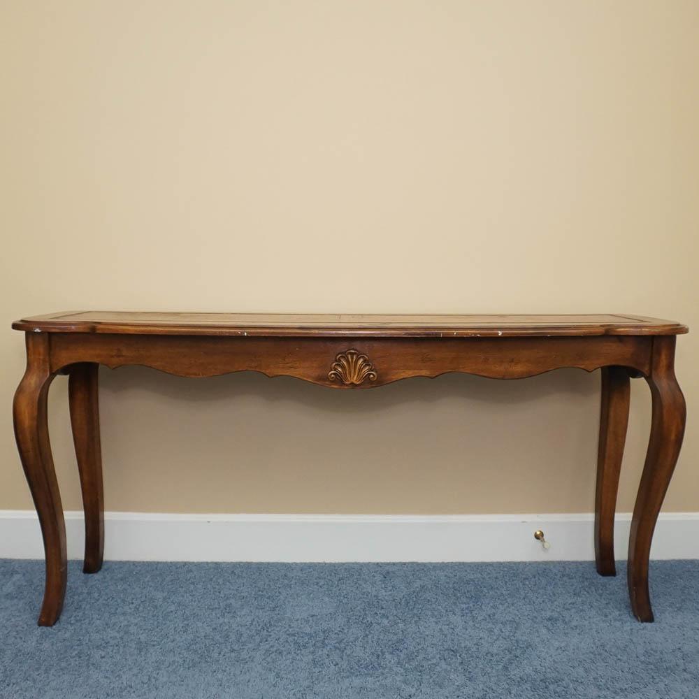 Vintage Queen Anne Style Oak Console Table EBTH