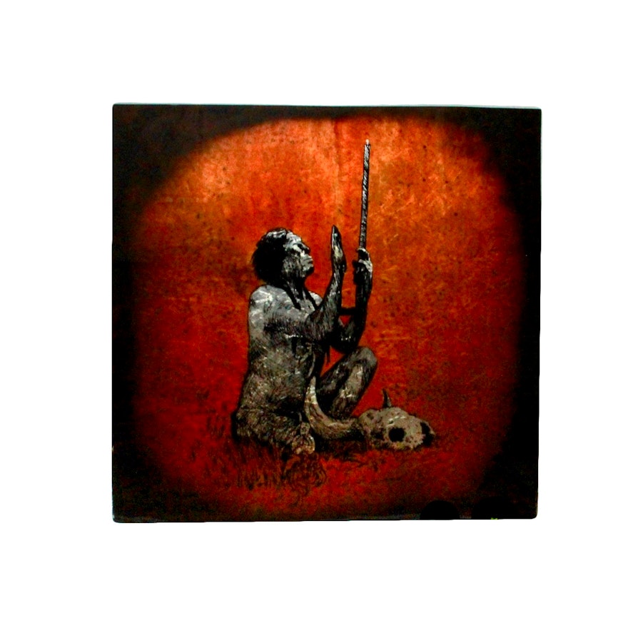 Native American Inspired Gold Leaf Painting On Glass By Jack White