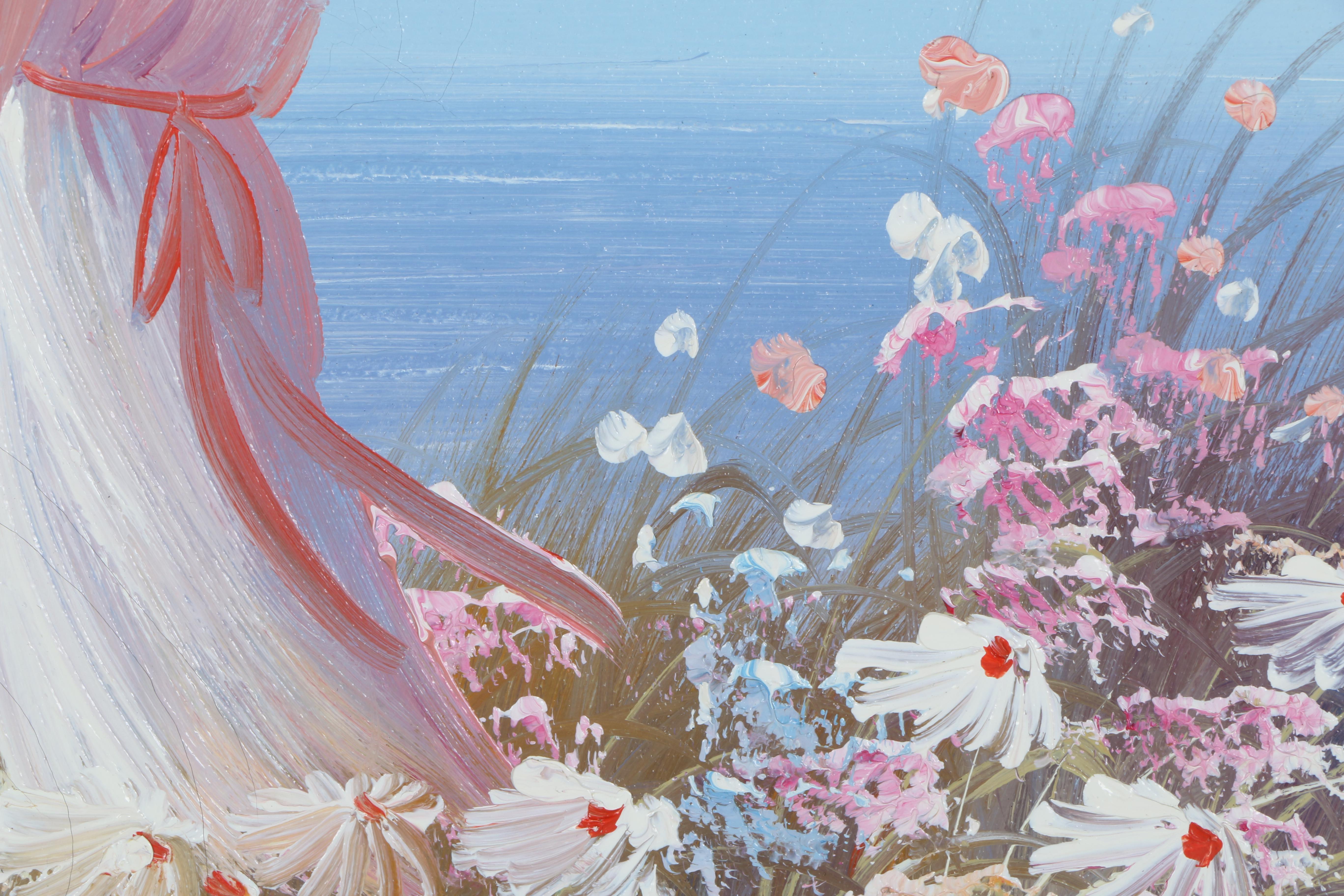 L. Keswick Oil Painting of a Girl at the Beach EBTH