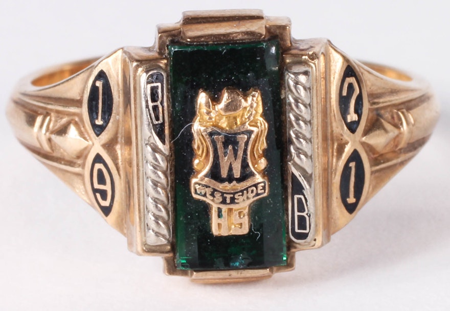 Pair Of Vintage Josten 10K Gold Rings EBTH pair-of-vintage-josten-10k-gold-rings-ebth
