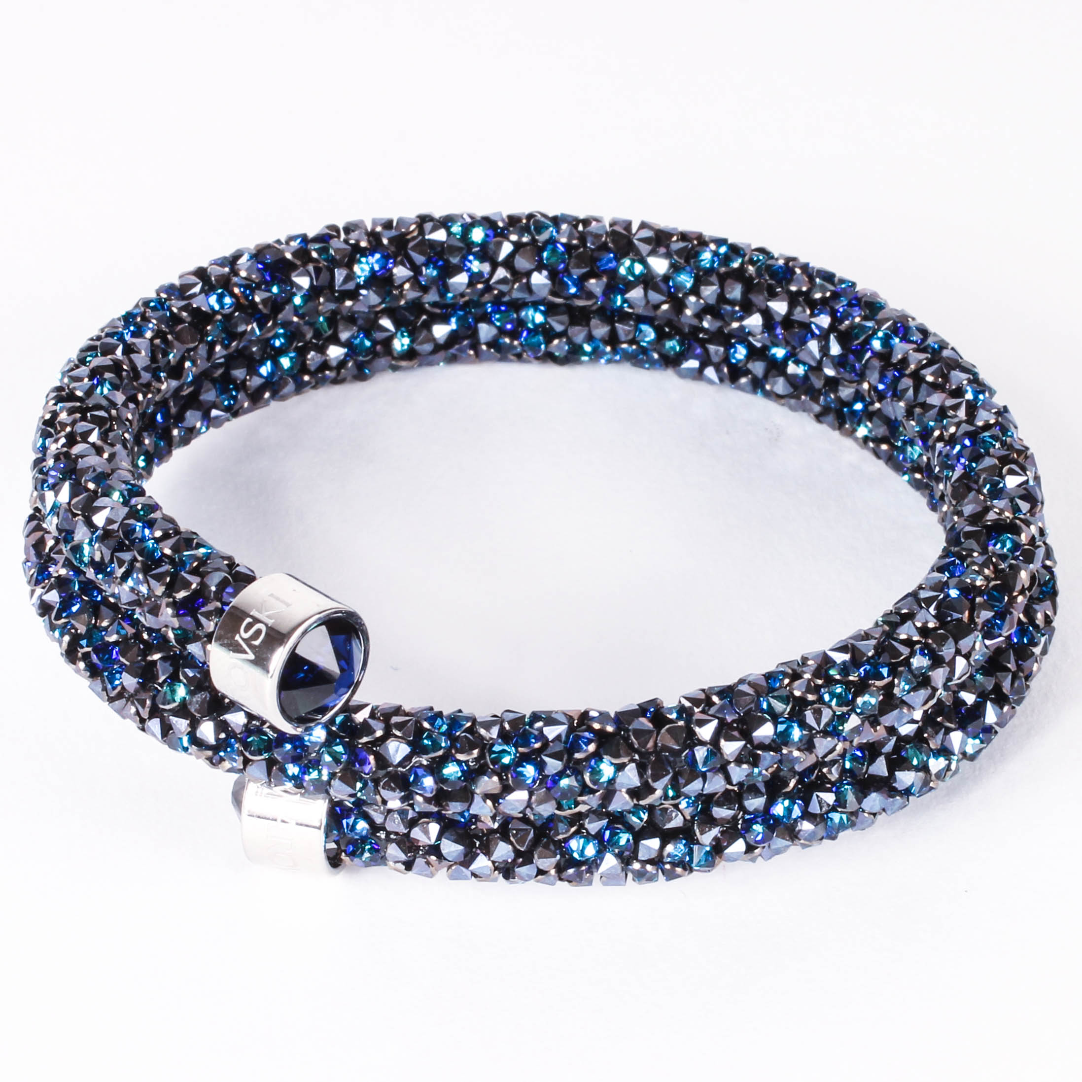 Swarovski Peacock Blue Crystal Coil Bracelet EBTH