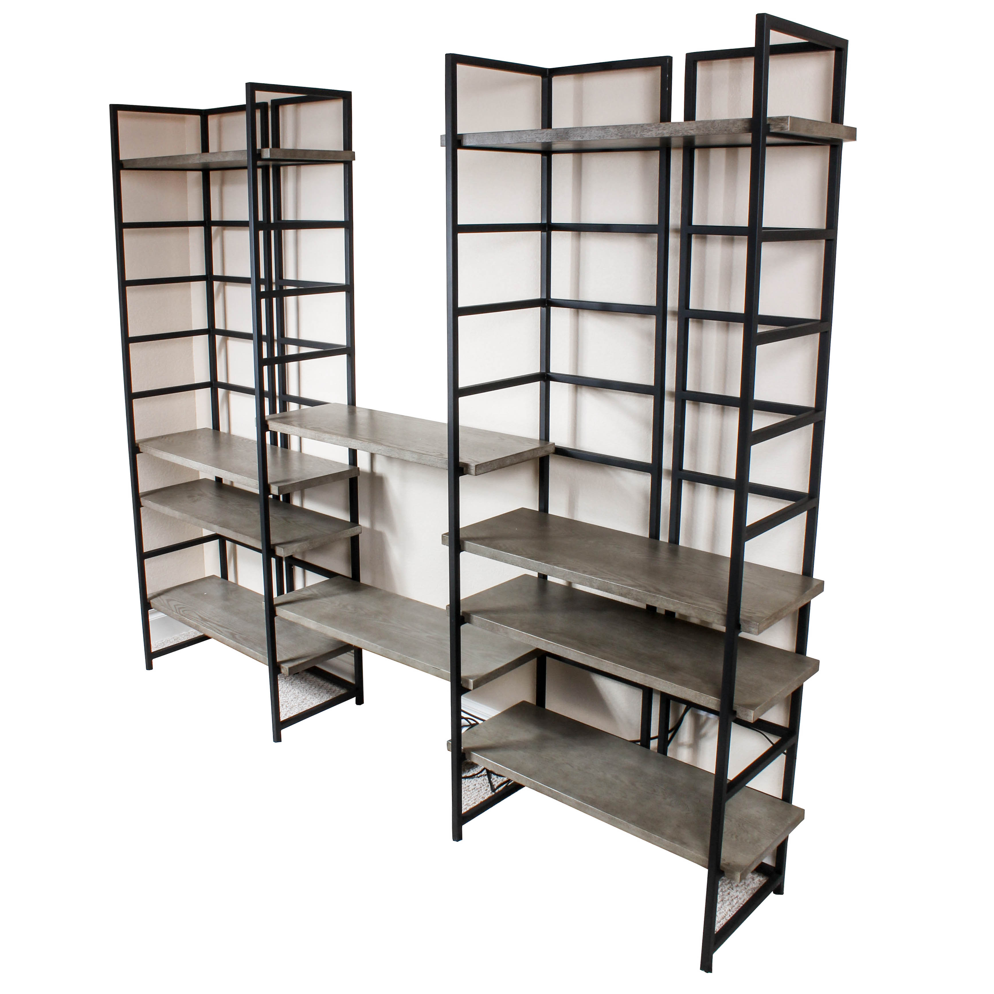 Contemporary Metal and Wood Adjustable Shelving System EBTH