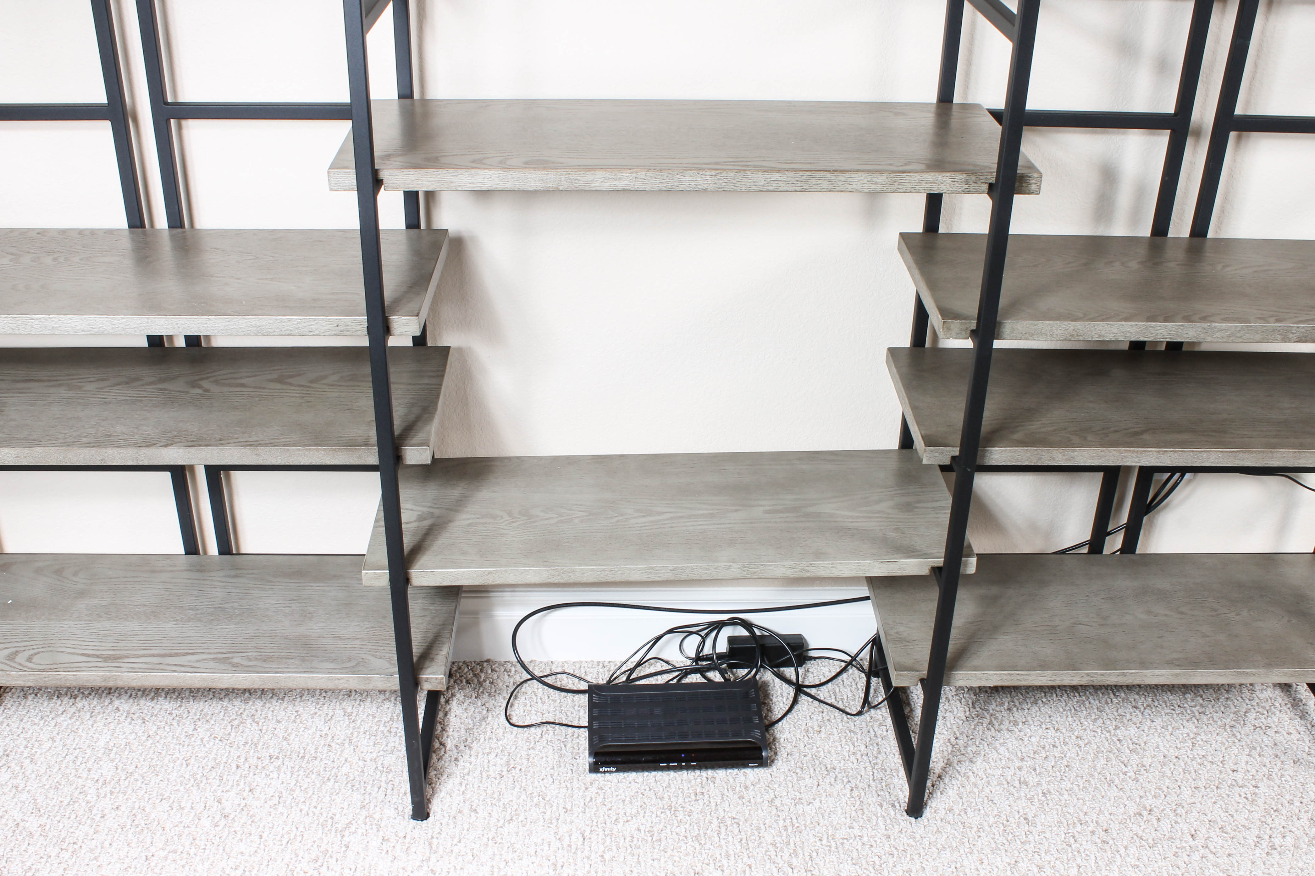 Contemporary Metal and Wood Adjustable Shelving System EBTH