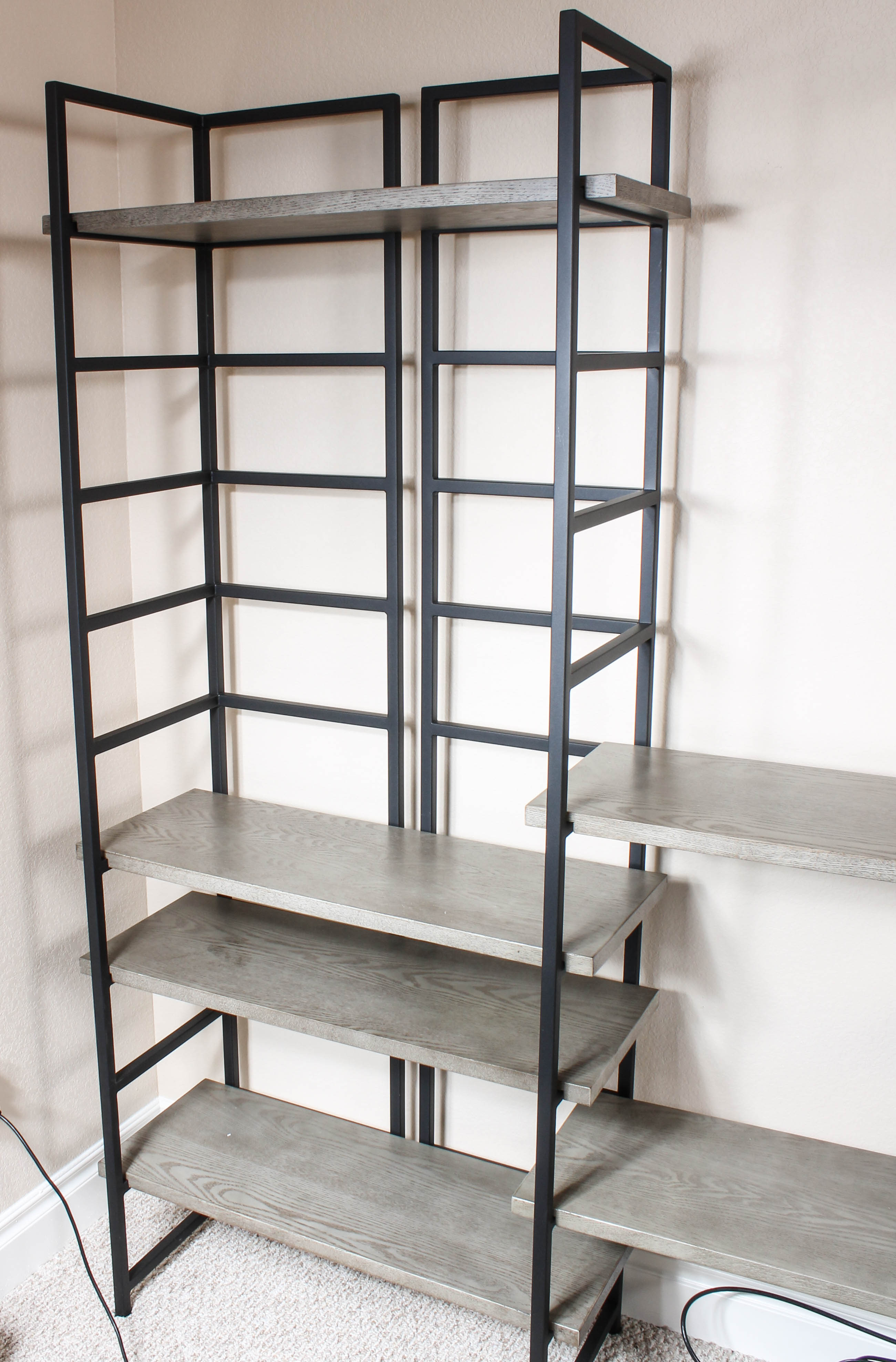 Contemporary Metal and Wood Adjustable Shelving System EBTH