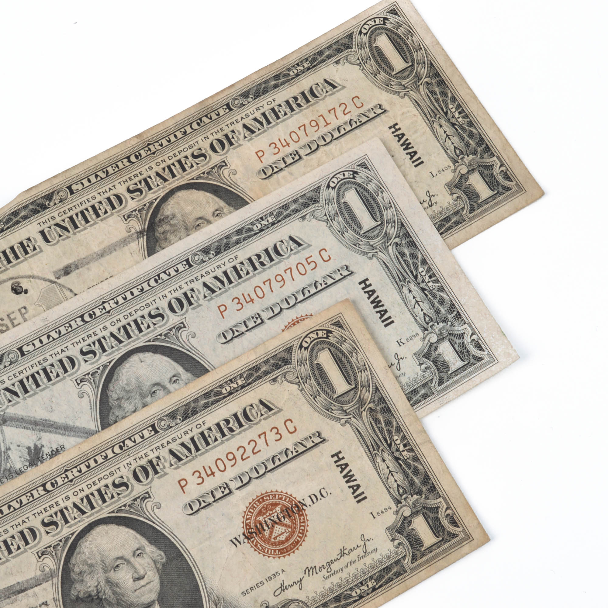 Three 1935A Hawaii Silver Certificate Dollar Bills EBTH