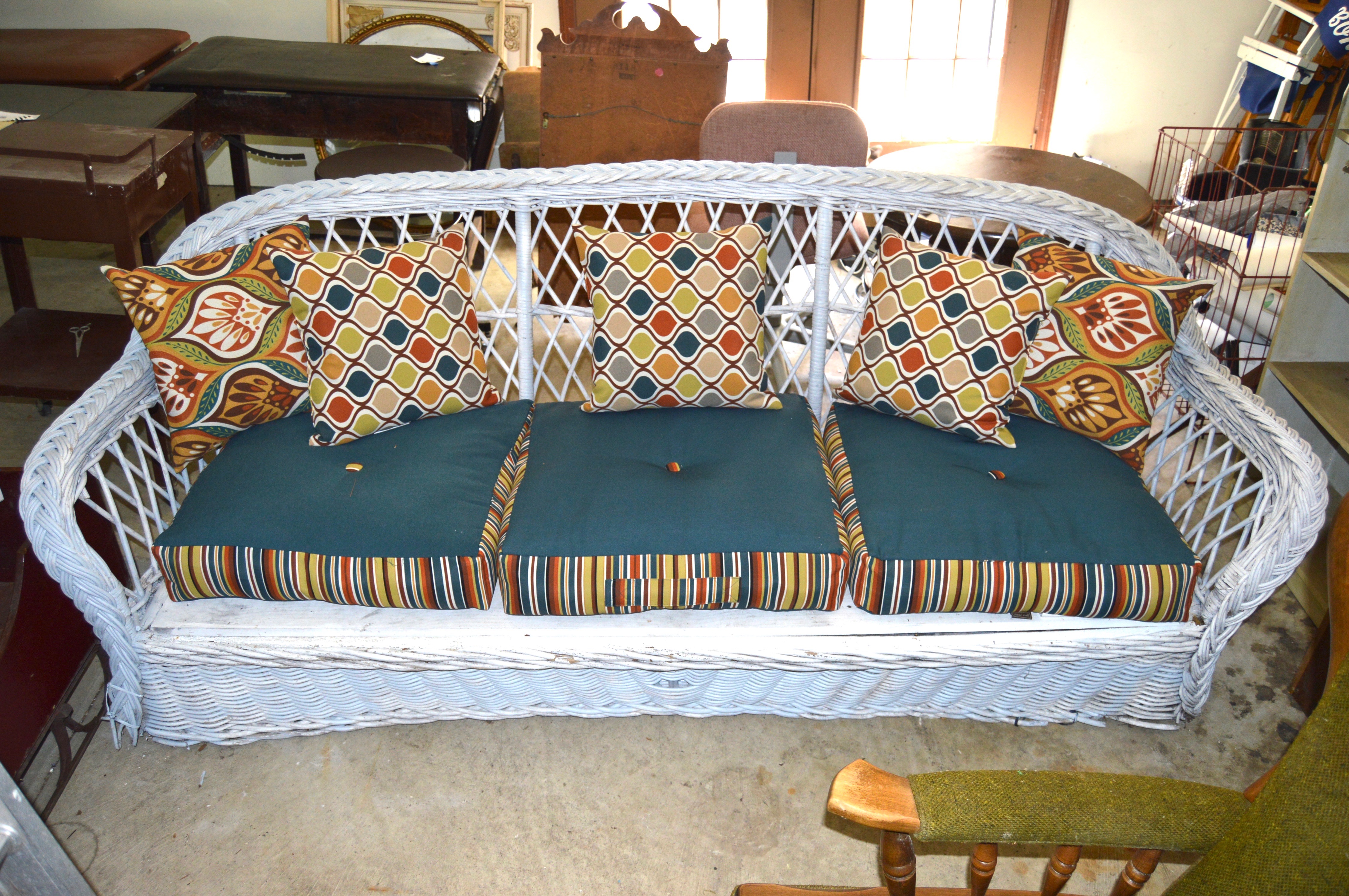 Outdoor White Wicker Sofa EBTH