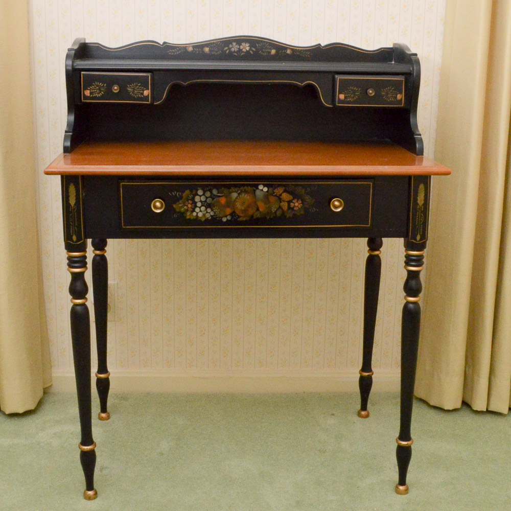 Ethan Allen Hand Painted Secretary Desk With Windsor Style Chair