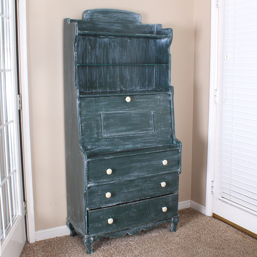 Primitive Wooden Secretary Desk Ebth