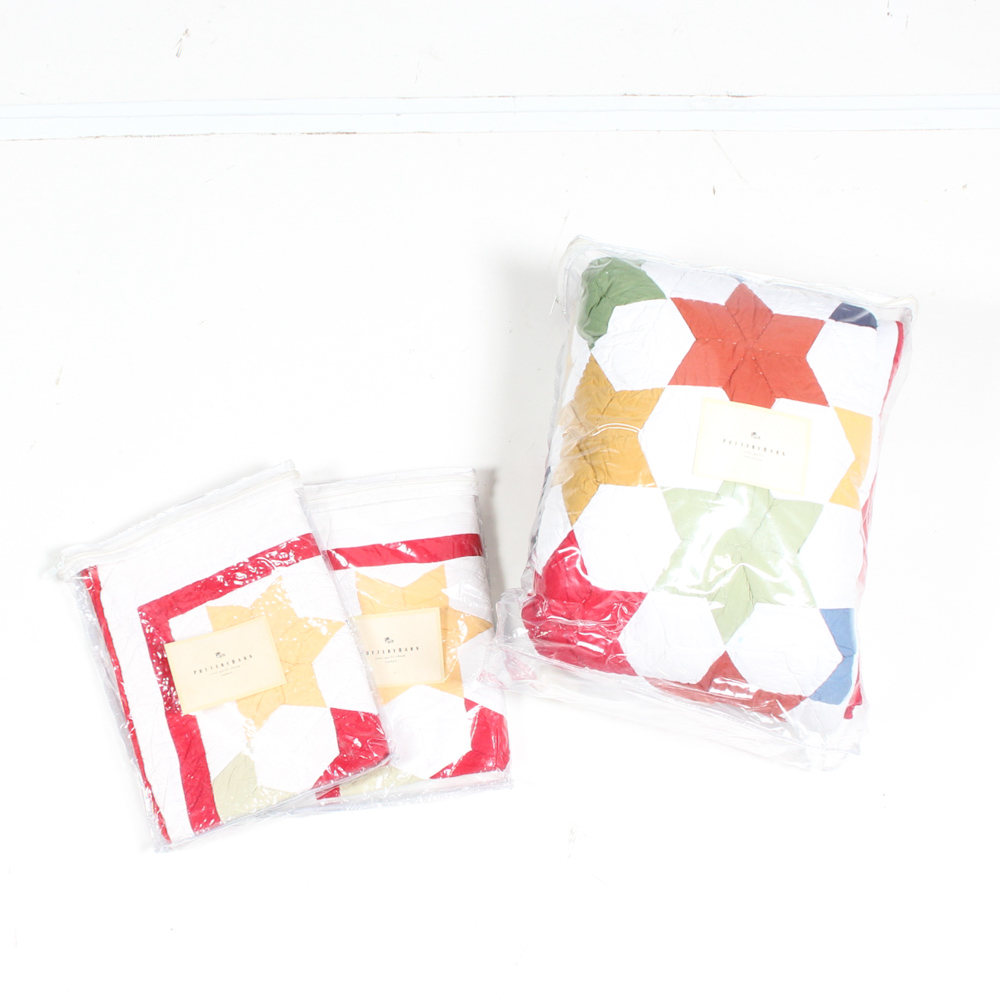 Pottery Barn King Size Star Quilt With Pair Of Shams Ebth