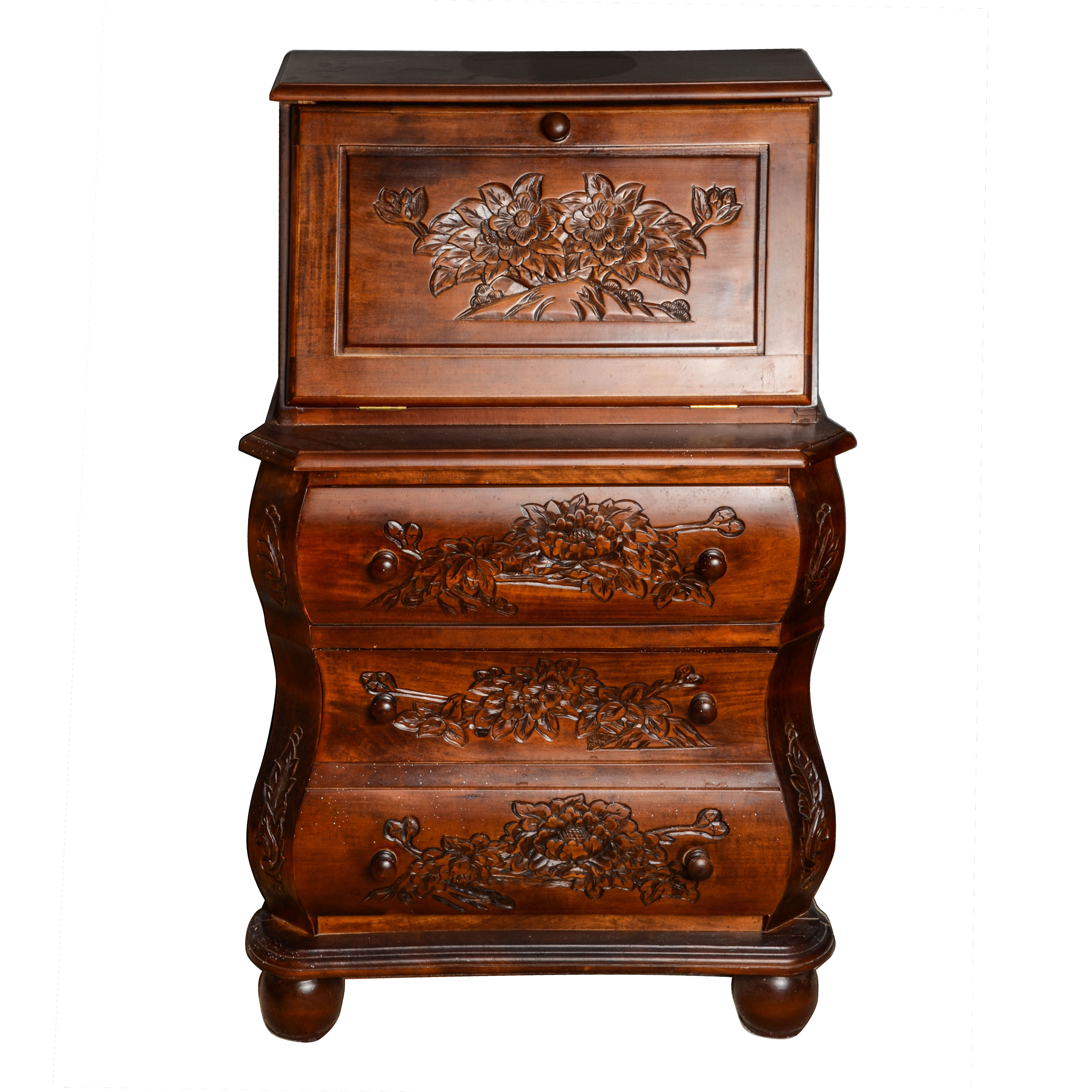 Contemporary Bombe Form Secretary Desk Ebth