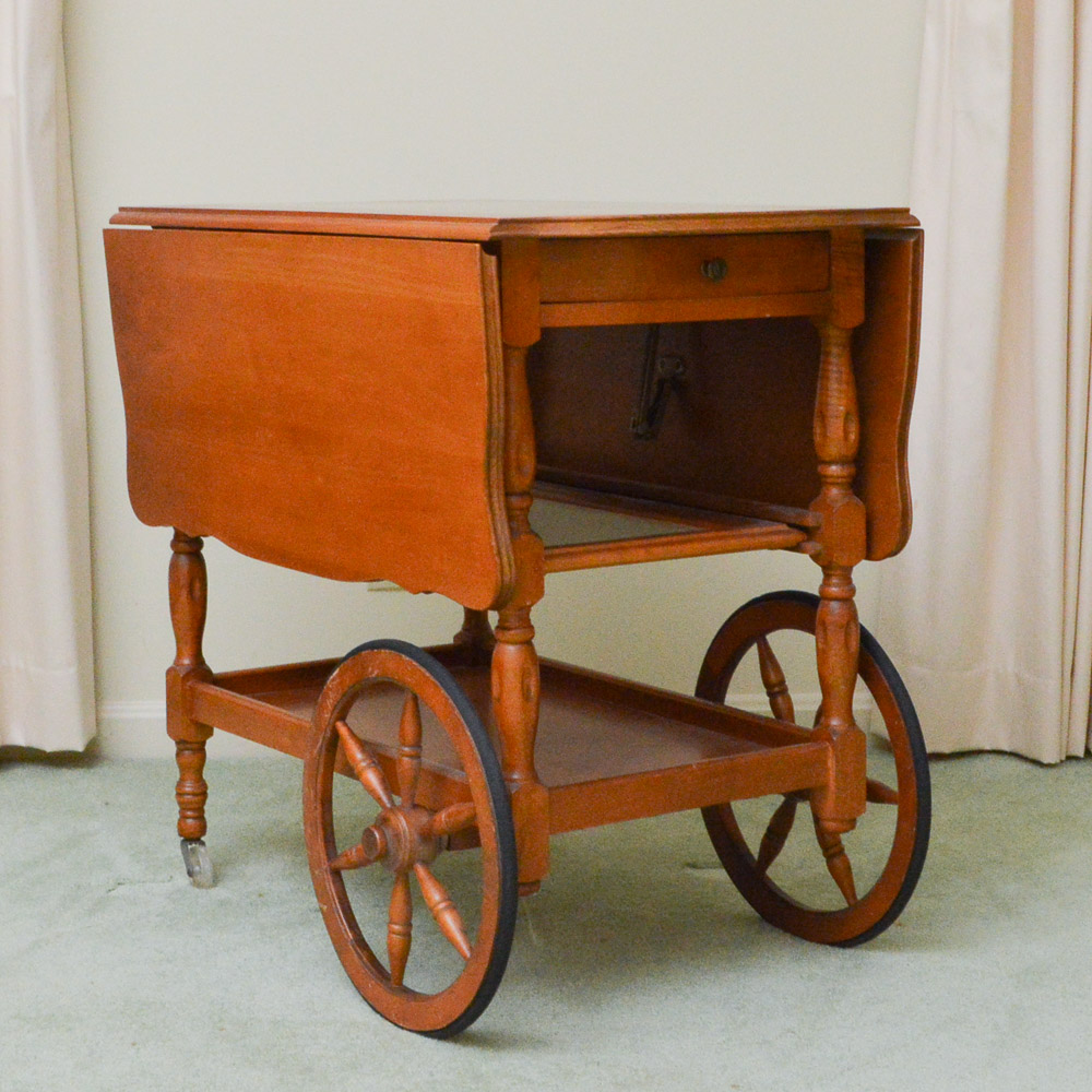Vintage Cherry Drop Leaf Tea Cart EBTH