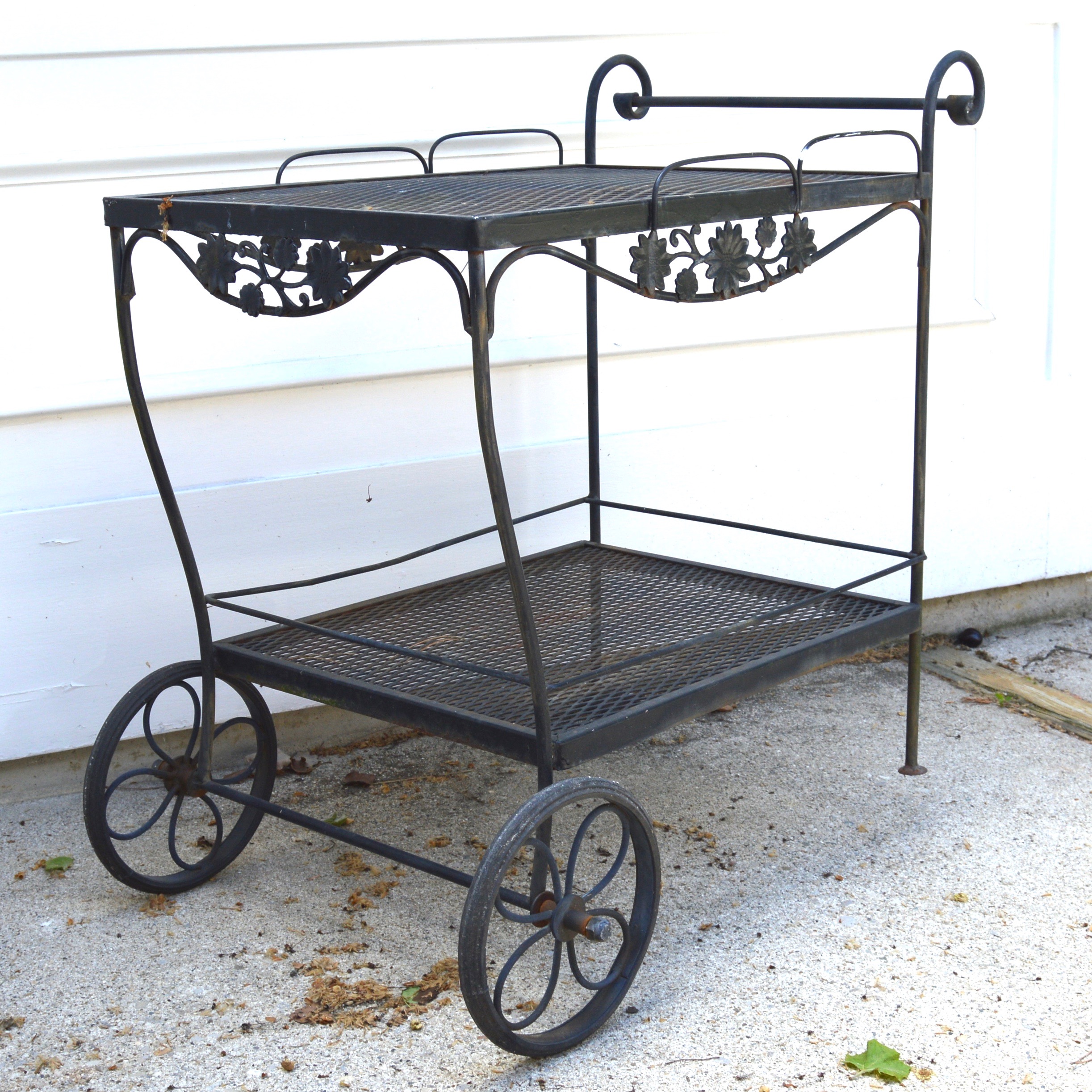 Metal Patio Bar Cart on Wheels by Woodard EBTH
