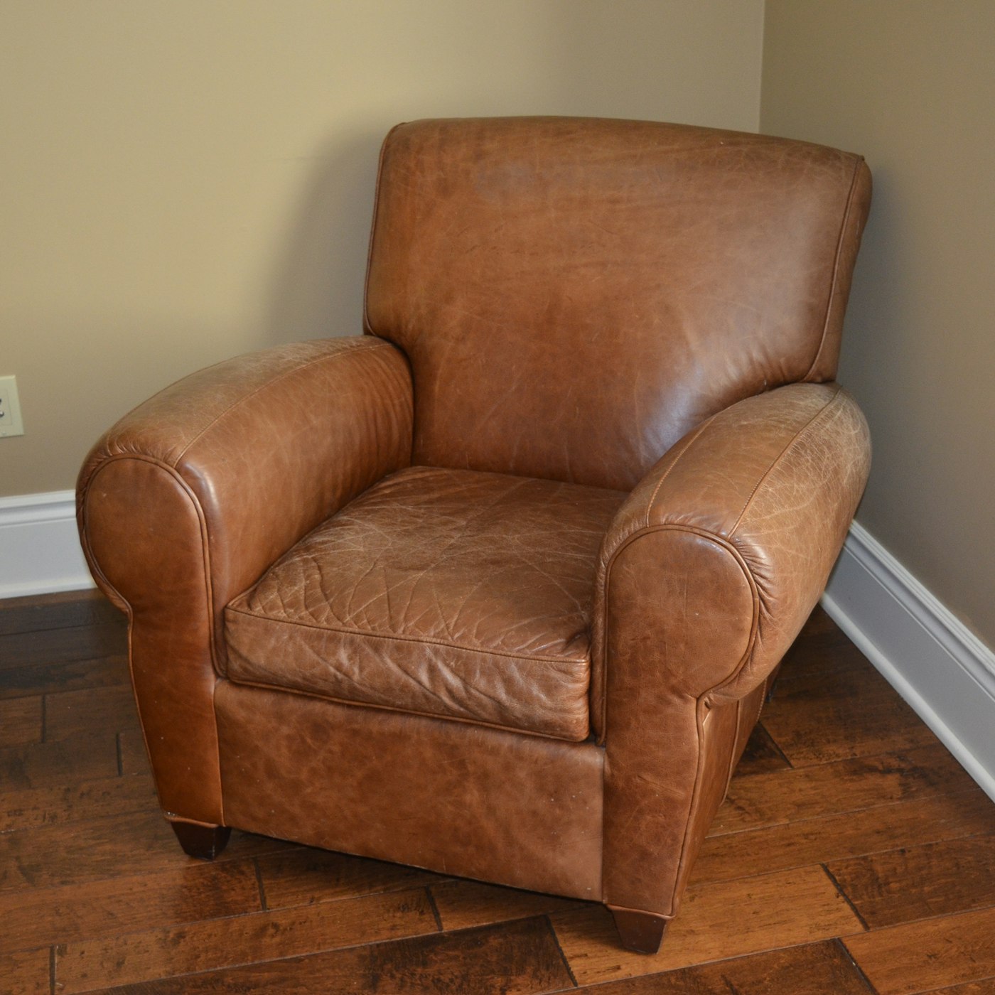Pottery Barn by Mitchell Gold Leather Chair With Ottoman ...