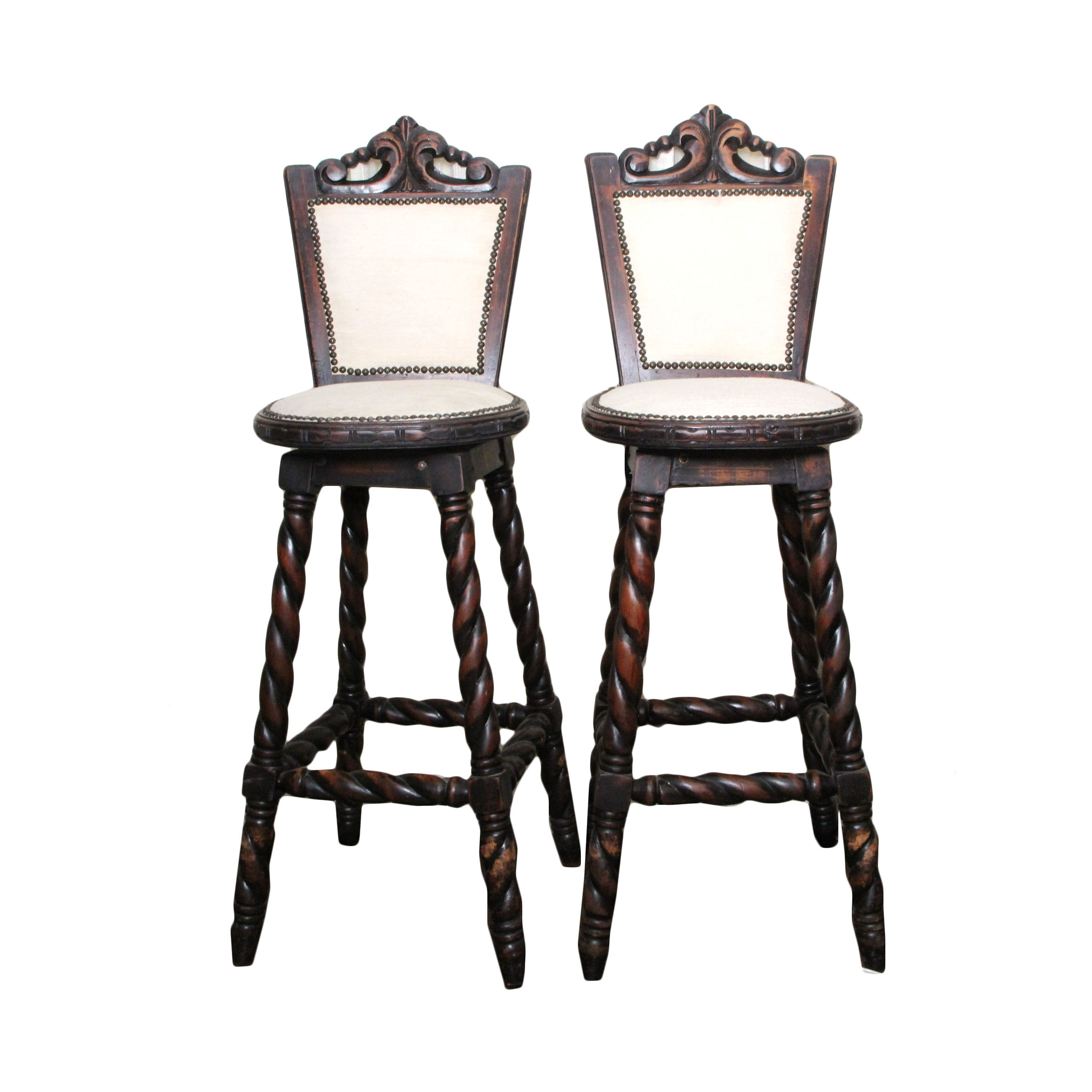 Spanish Mediterranean Bar Stools with Barley Twist Legs EBTH