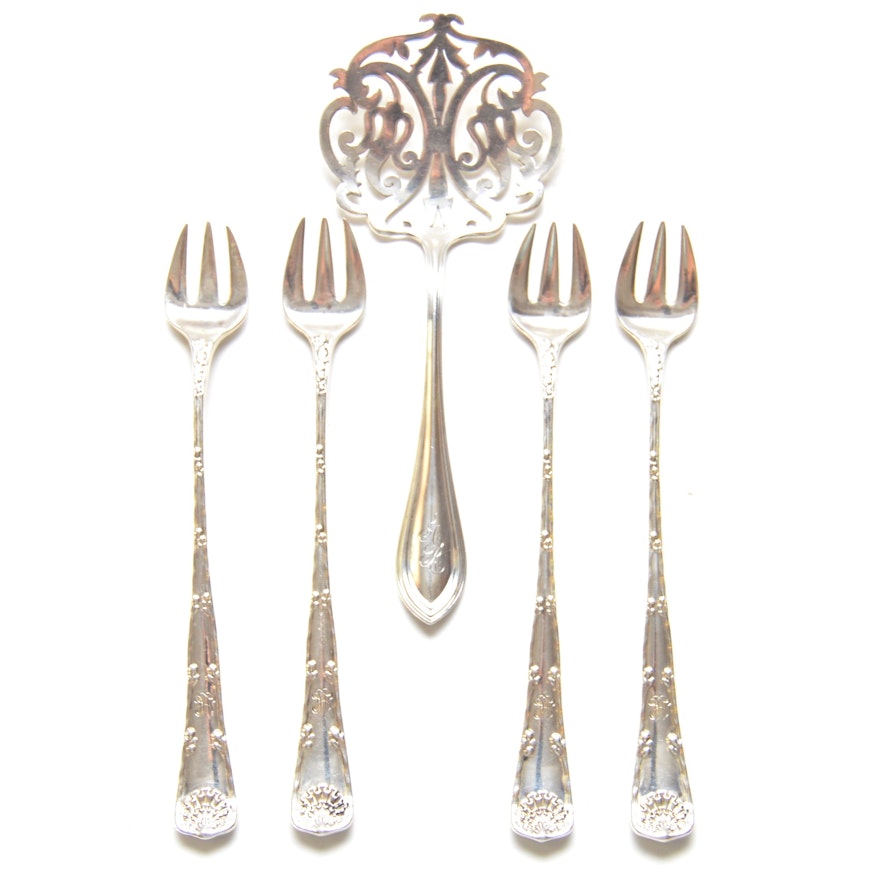 Tiffany & Co. Sterling Cocktail Forks and Watson Pierced Server