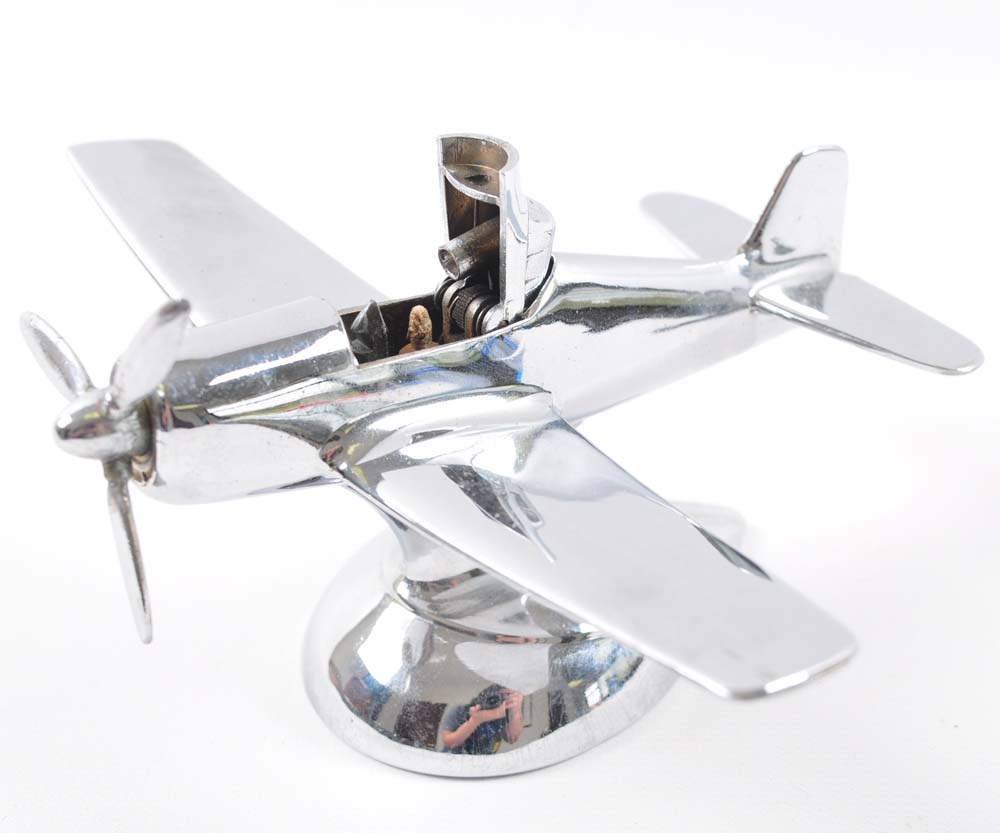 Vintage MidCentury Chrome Airplane Cigarette Lighter EBTH