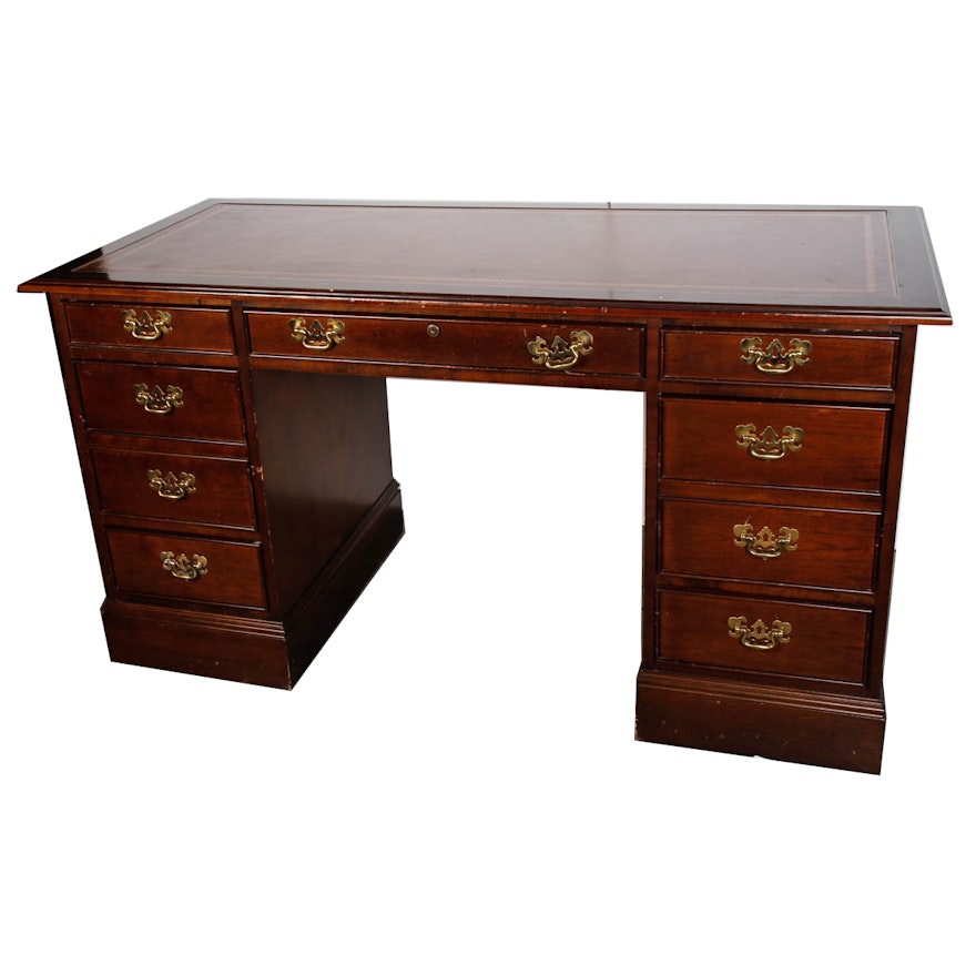 Vintage Double Pedestal Desk By Sligh Furniture Co Ebth