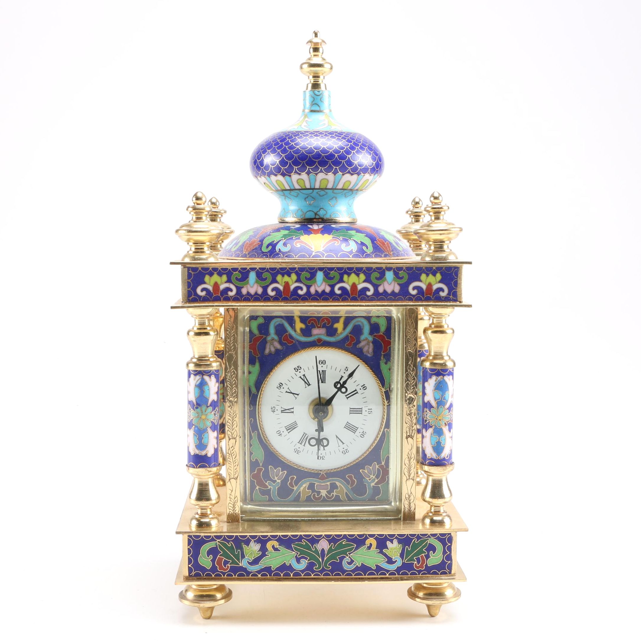 Cloisonné Mantel Clock With Onion Dome Finial EBTH