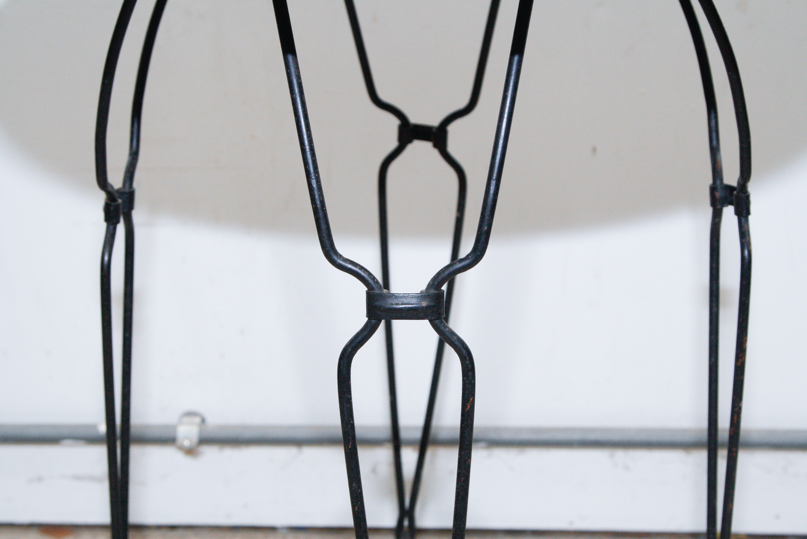 Round Oak and Wrought Iron Side Table with Glass Top EBTH