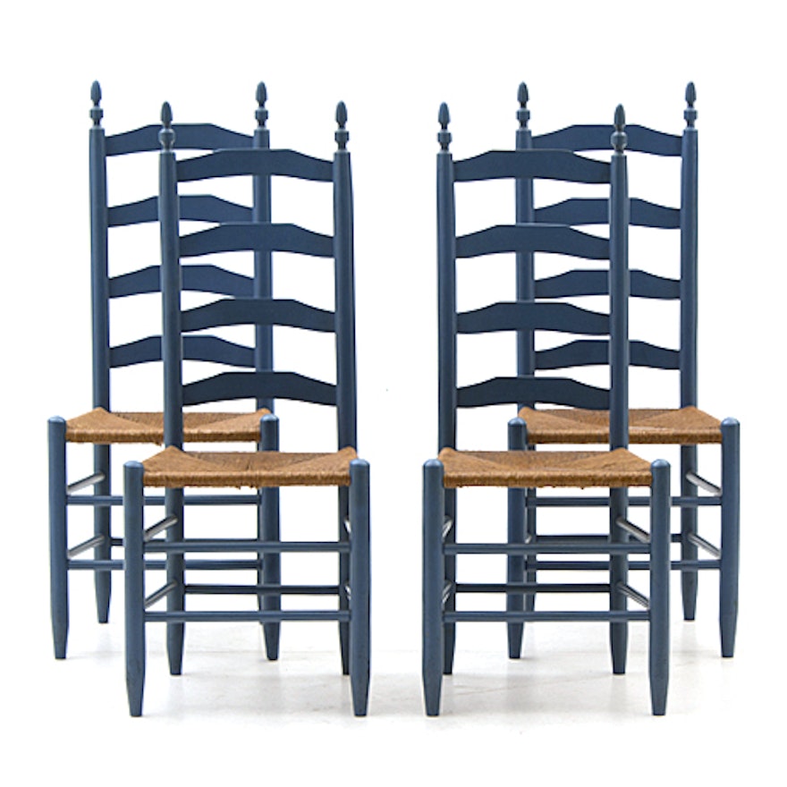 Set of Vintage Rush Seat Dining Chairs