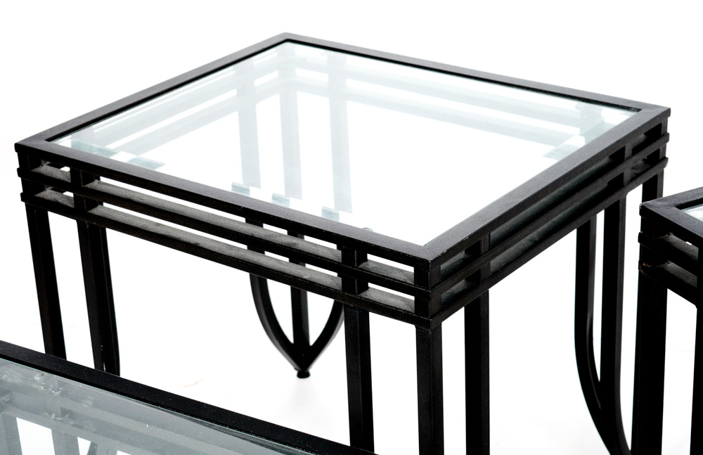 Black Metal Coffee Table and End Tables Grouping EBTH