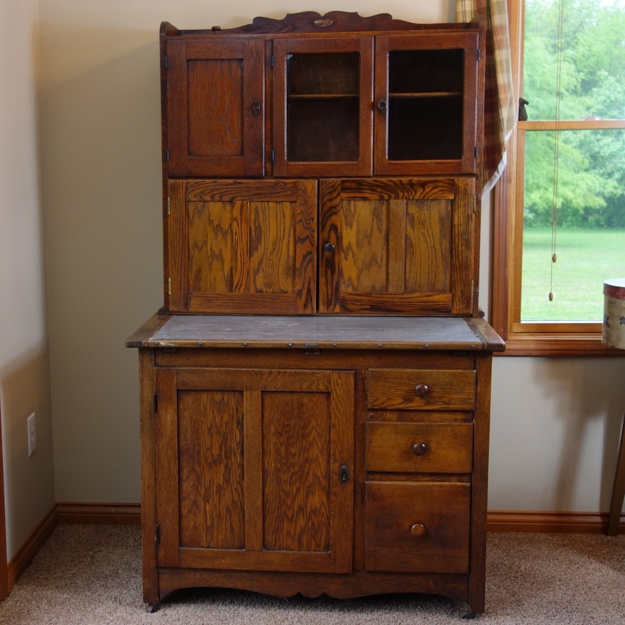 Antique Oak Hoosier Cabinet By The Hoosier Mfg Co Ebth