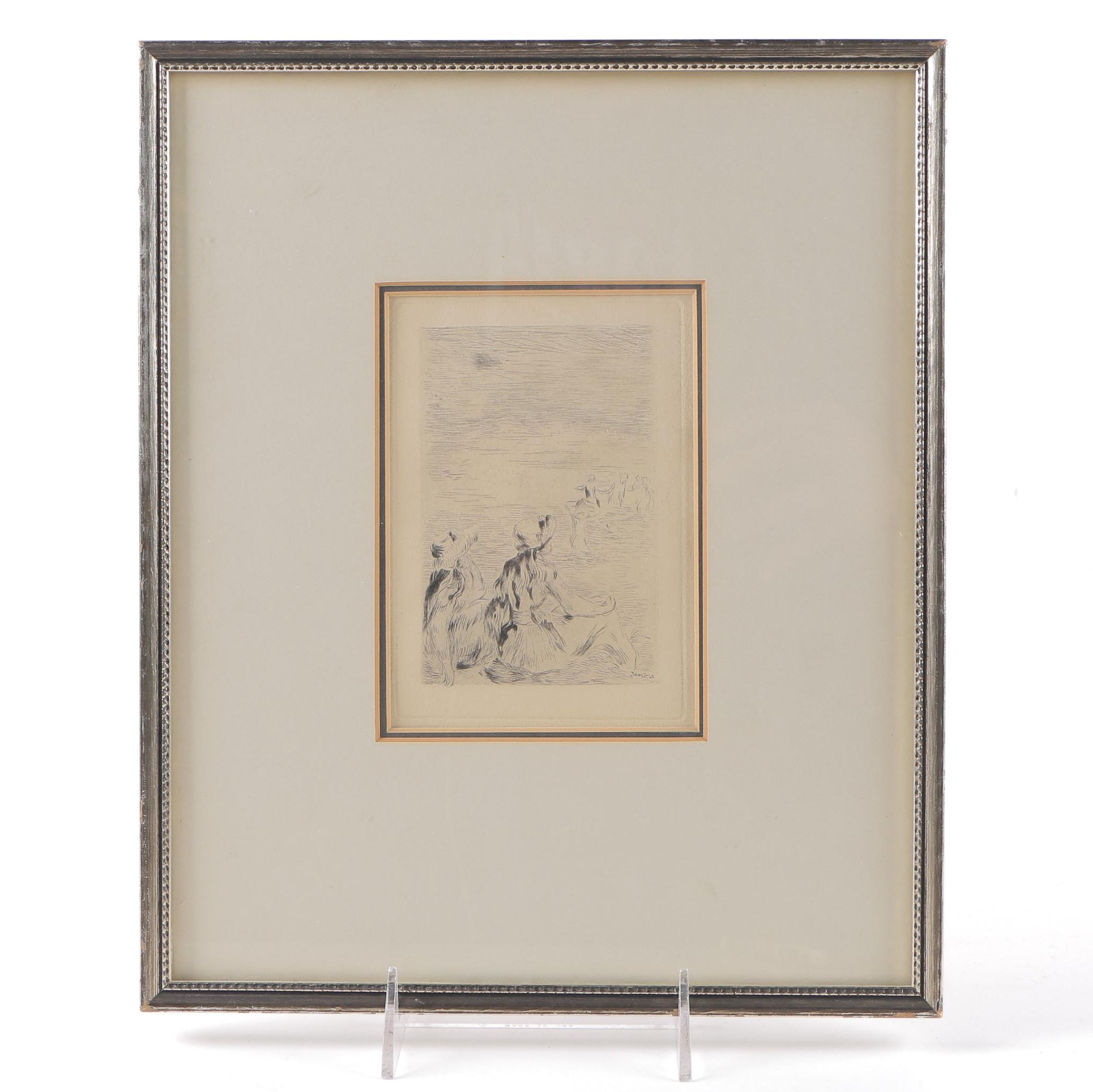 PierreAuguste Renoir Restrike Etching on Paper "Sur La Plage à
