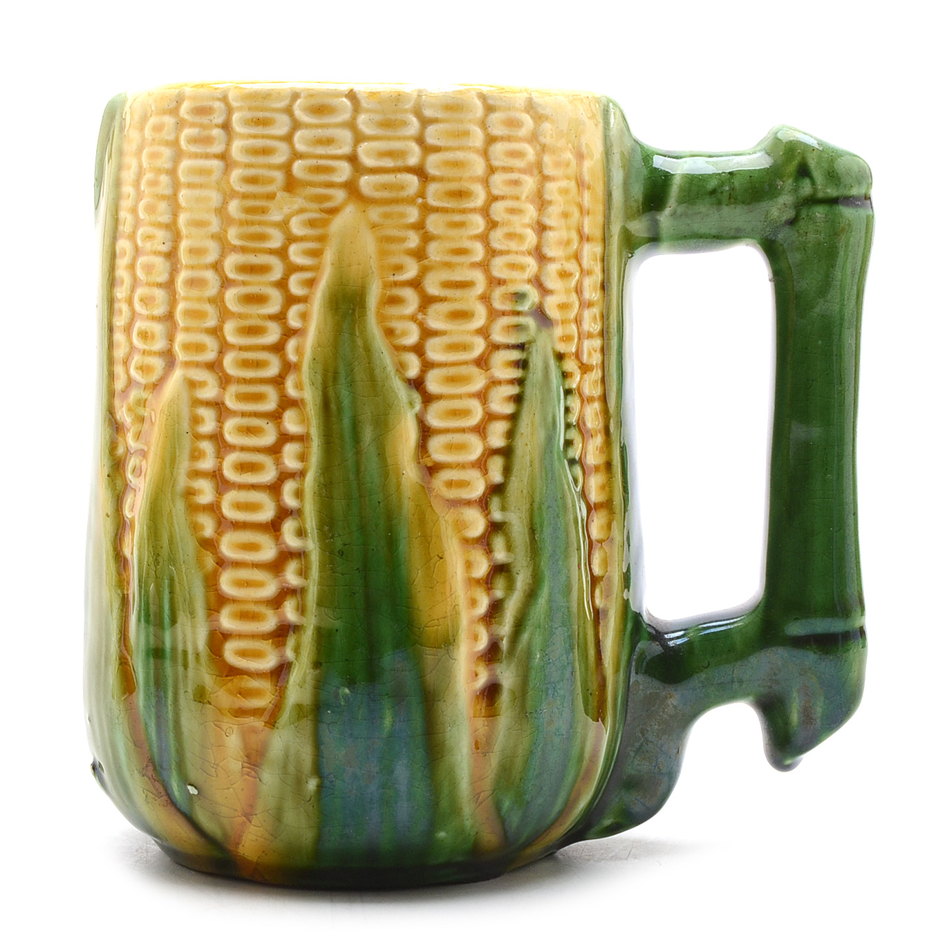Brush McCoy Pottery Majolica Corn Pitcher with Mugs | EBTH
