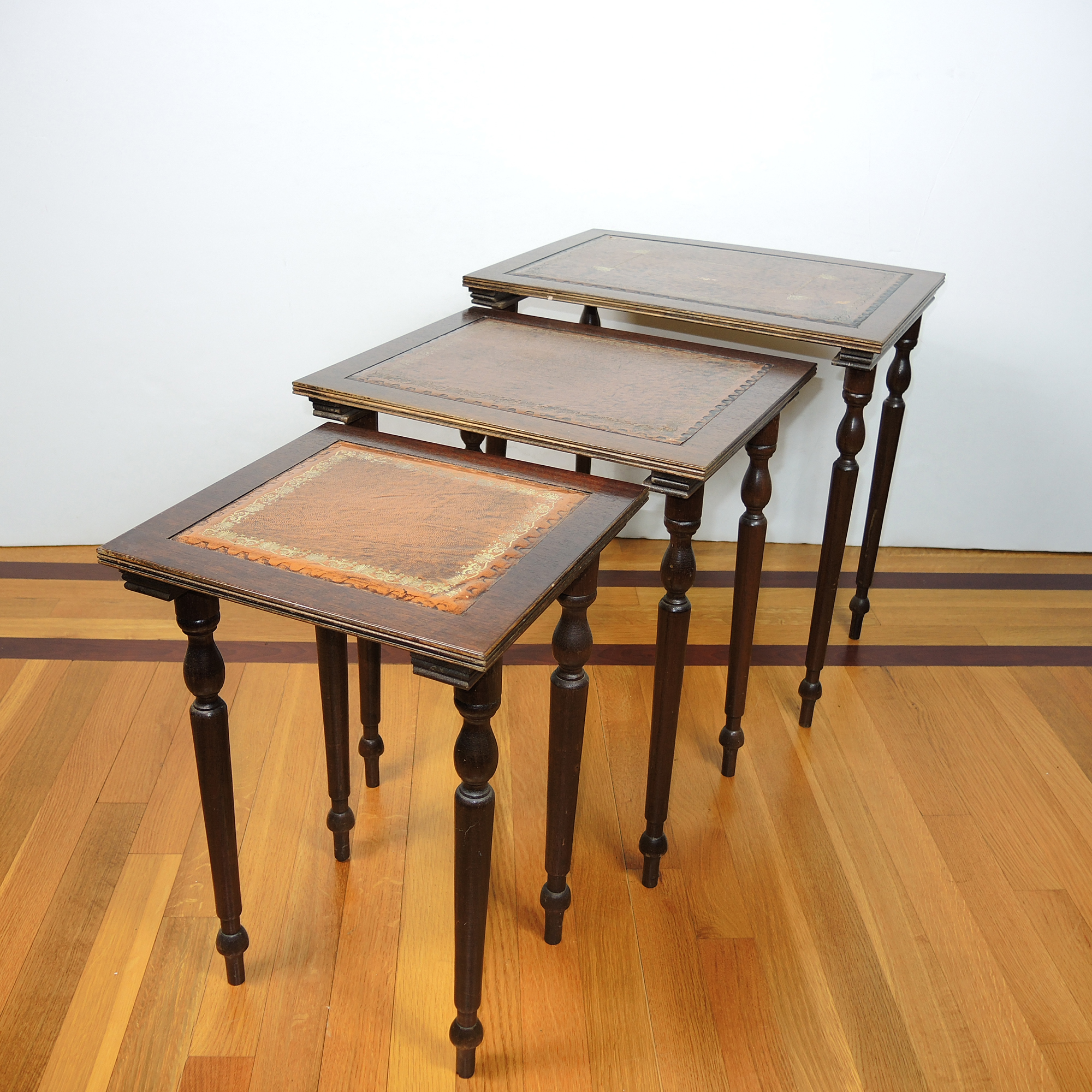 Vintage Leather Top Nesting Tables EBTH