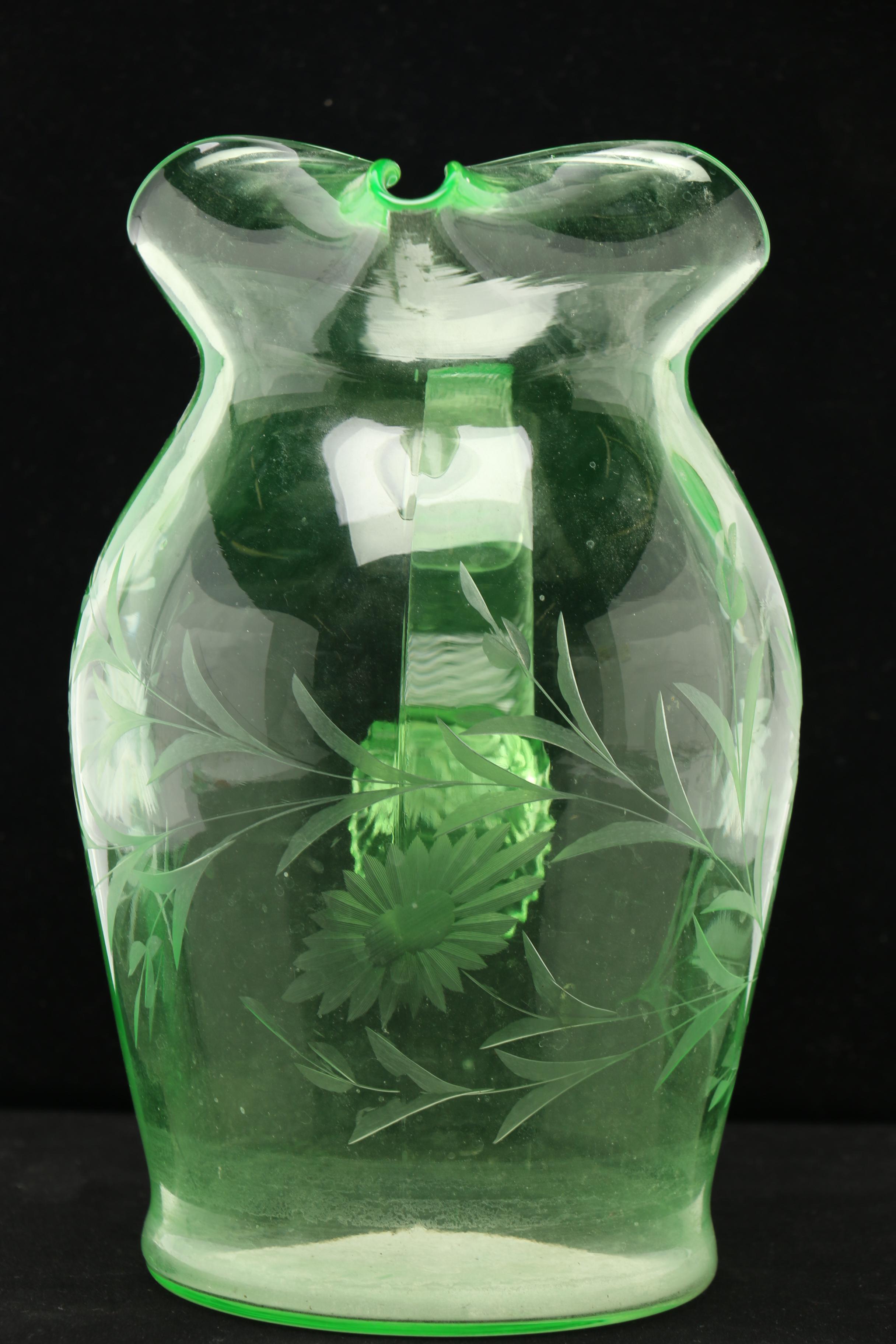 Vaseline Glass Pitcher & Glasses EBTH