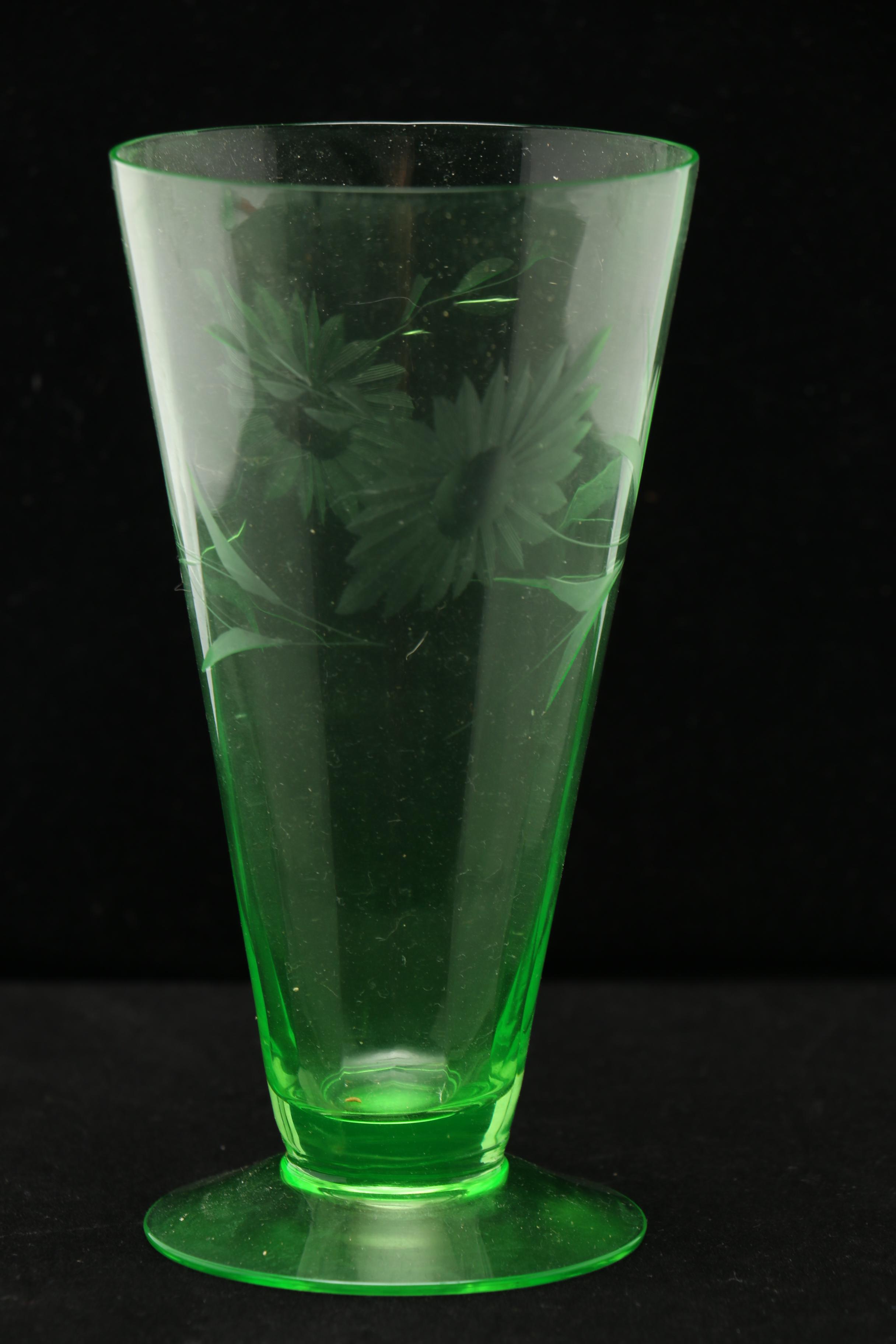 Vaseline Glass Pitcher & Glasses EBTH