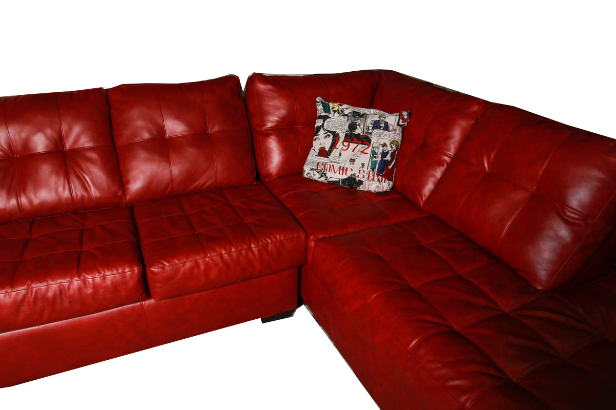 Contemporary Red Faux Leather Sectional Sleeper Sofa EBTH   074 004 