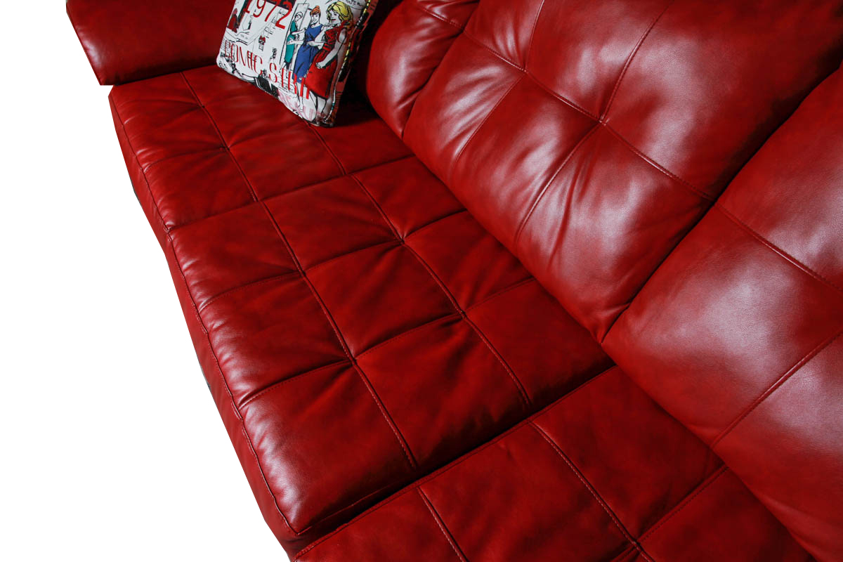 Contemporary Red Faux Leather Sectional Sleeper Sofa EBTH   074 008 