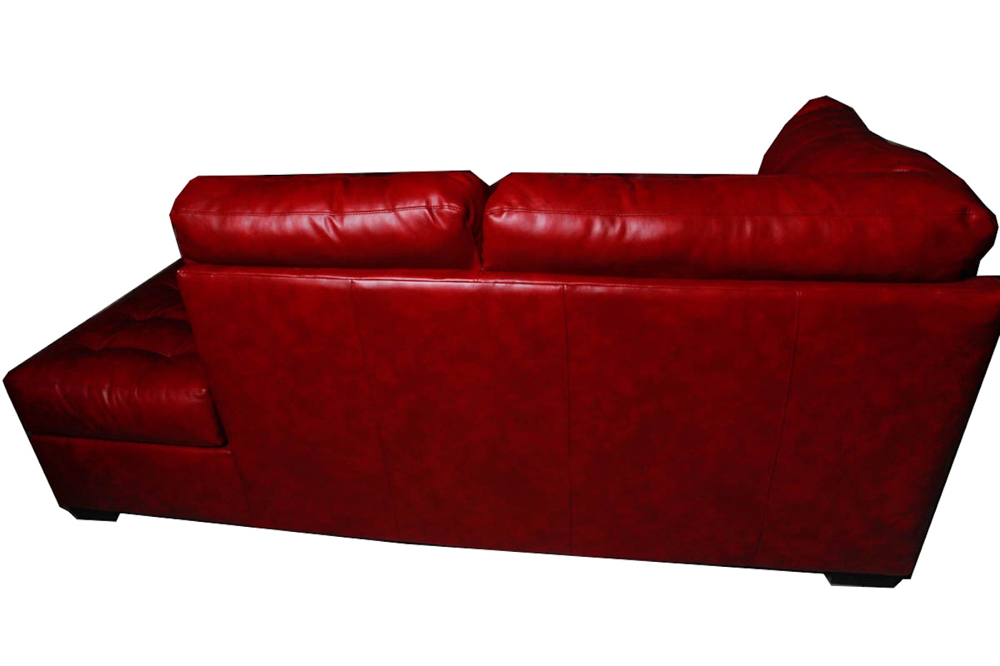 red sectional faux leather sofa with chaise
