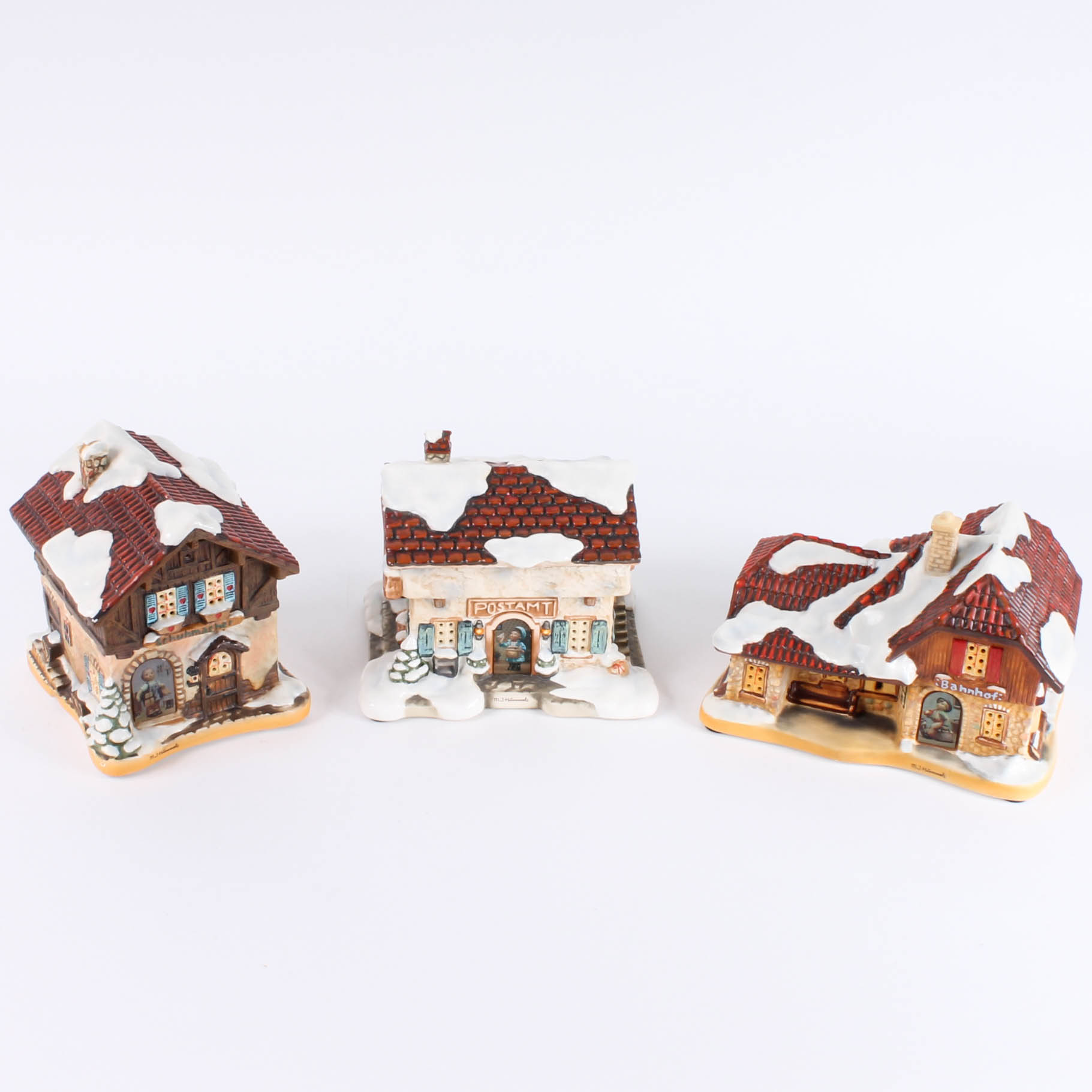 Three Hummel Christmas Village Building Figurines EBTH