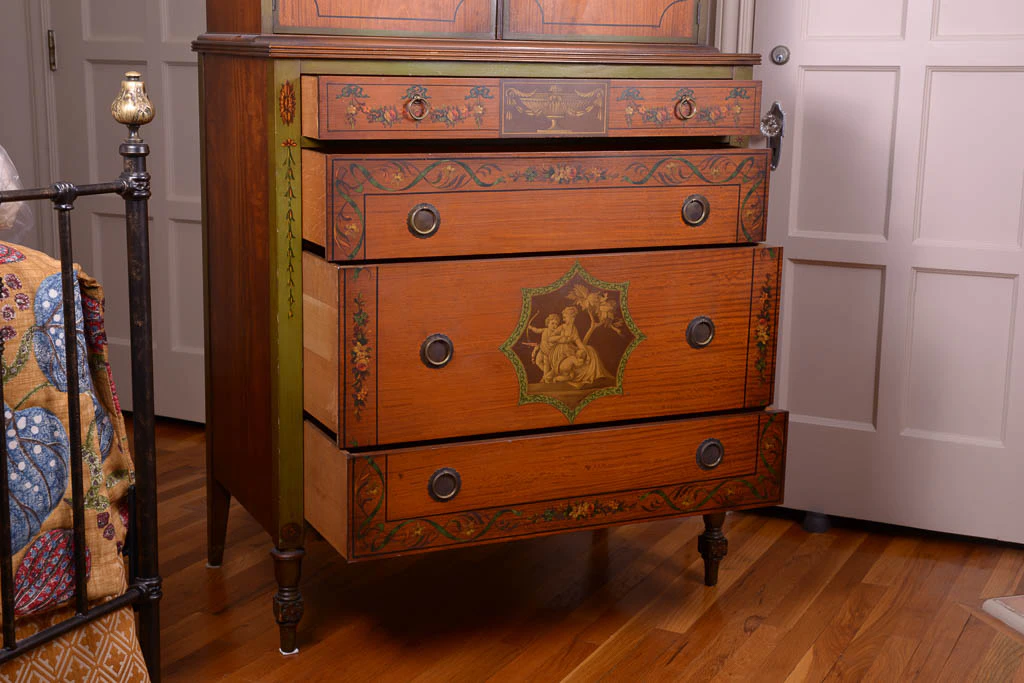 Johnson Furniture Company Handpainted Walnut Dresser EBTH Johnson Furniture Company Handpainted Walnut Dresser EBTH