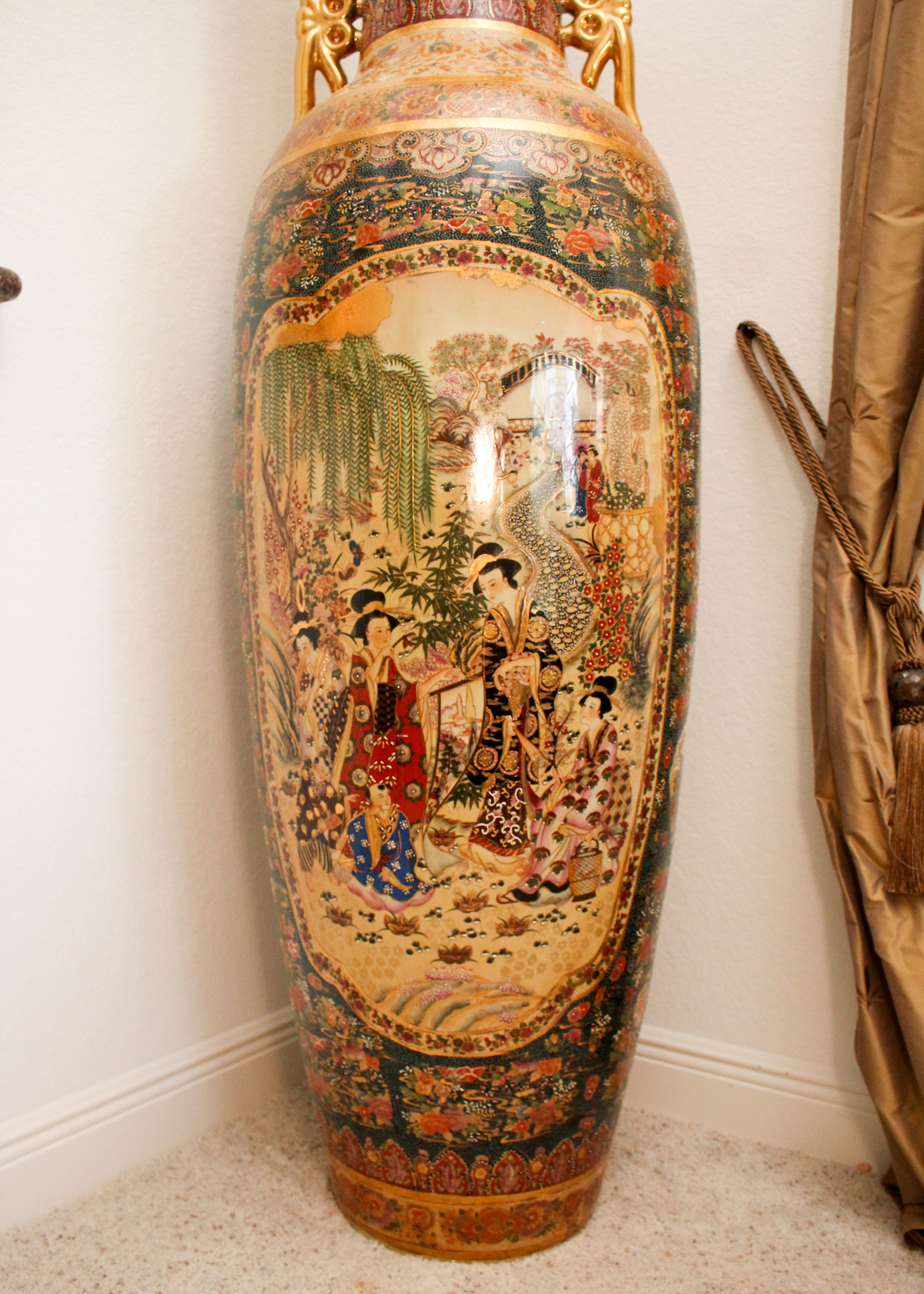 Chinese Satsuma Style Porcelain Floor Vase EBTH