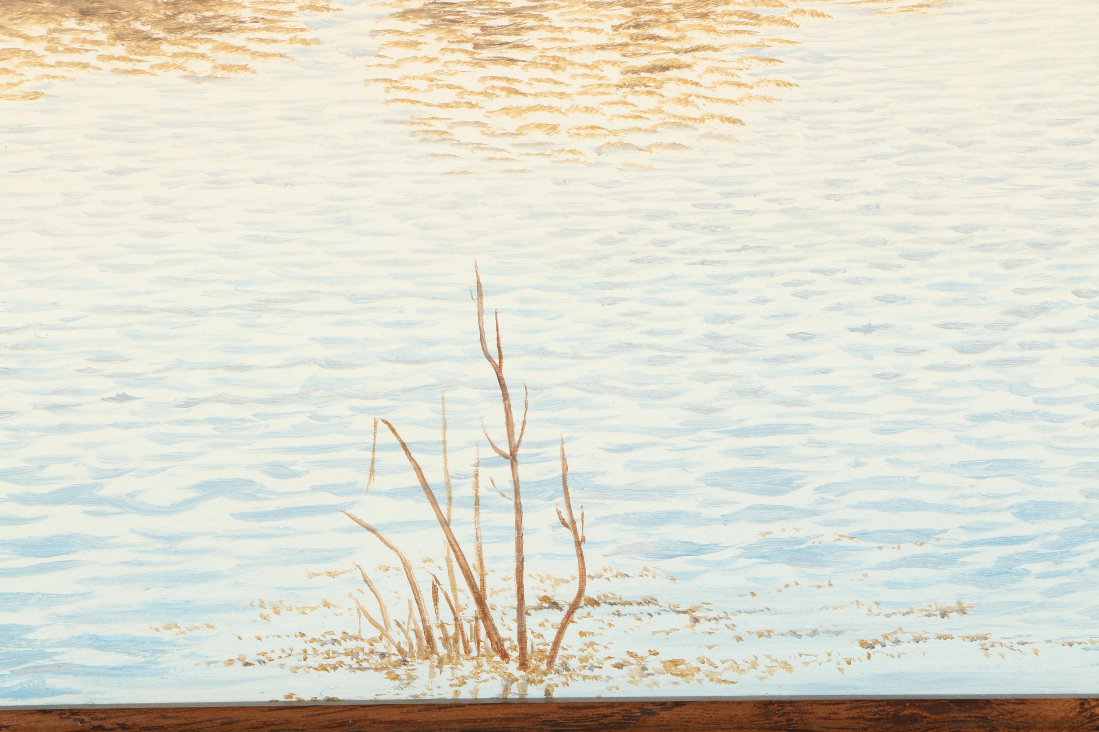 Elton J. Louviere Oil on Board Painting of Ducks Flying Over Water EBTH