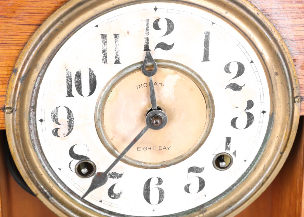 Antique Ingraham Eight Day Pendulum Mantel Clock EBTH