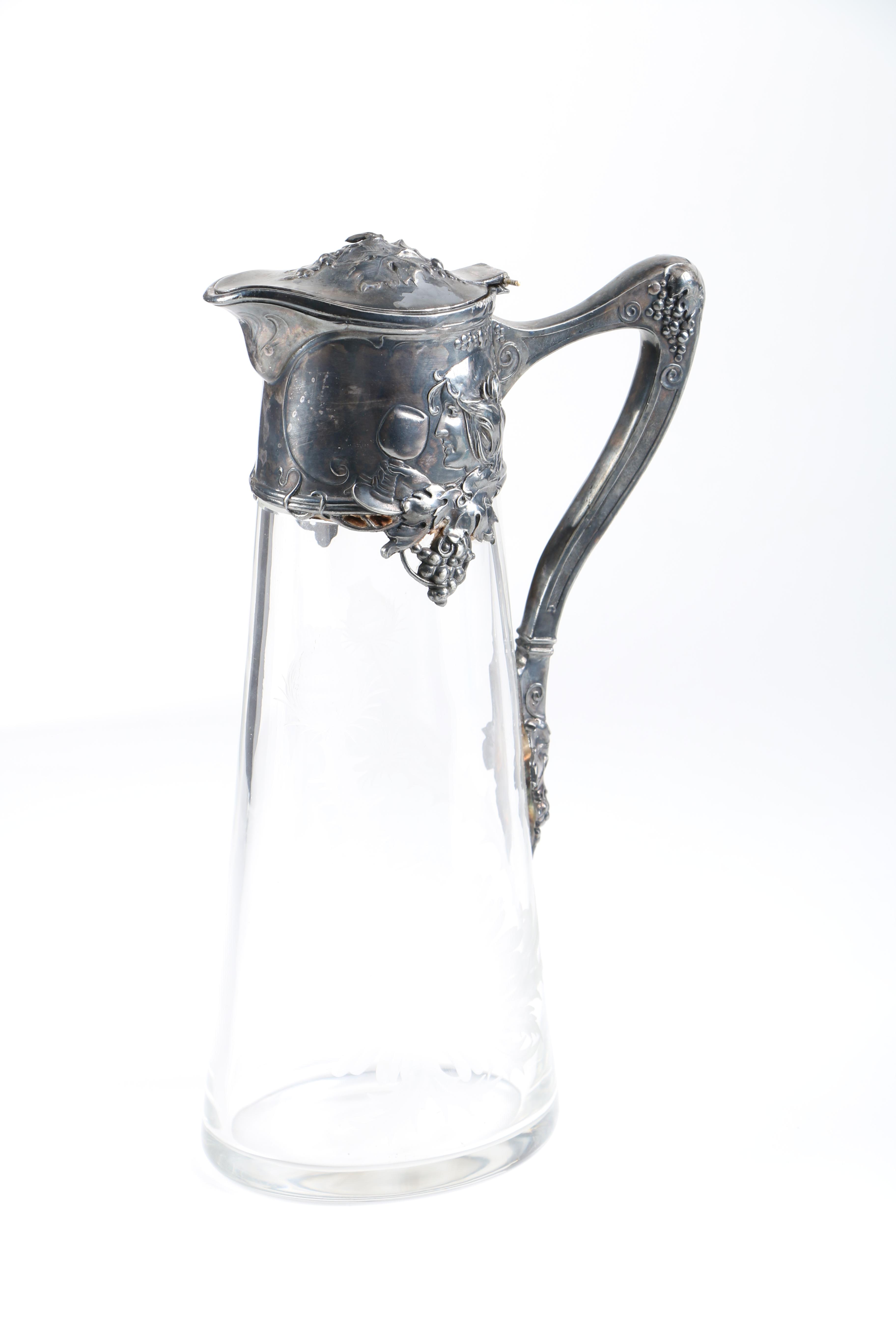 Frosted Glass and Silver Plate Pitcher EBTH