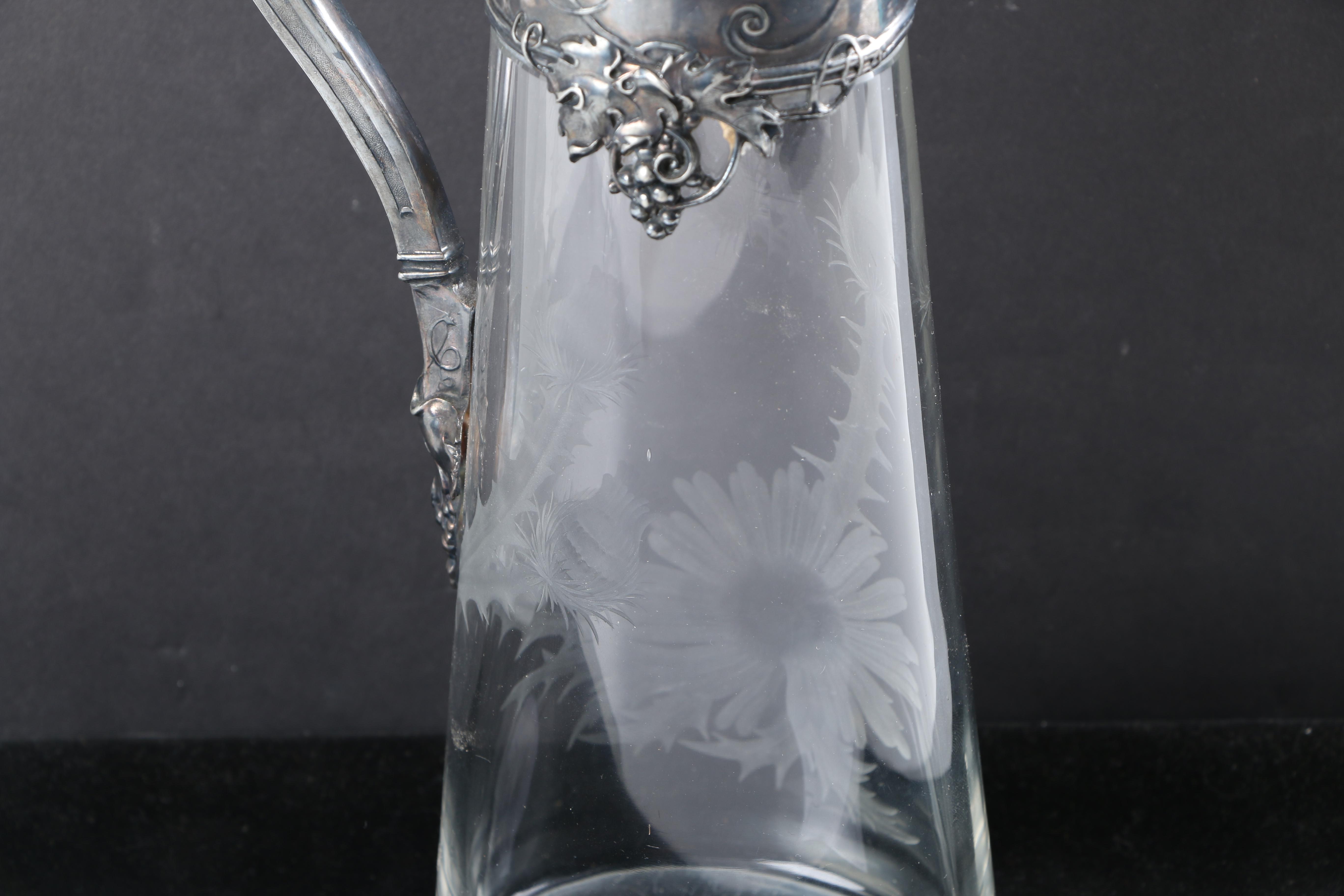 Frosted Glass and Silver Plate Pitcher EBTH