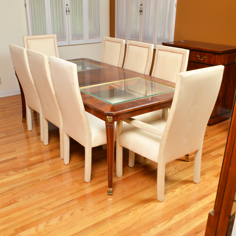Glass and Wood Dining Room Table and Chairs EBTH