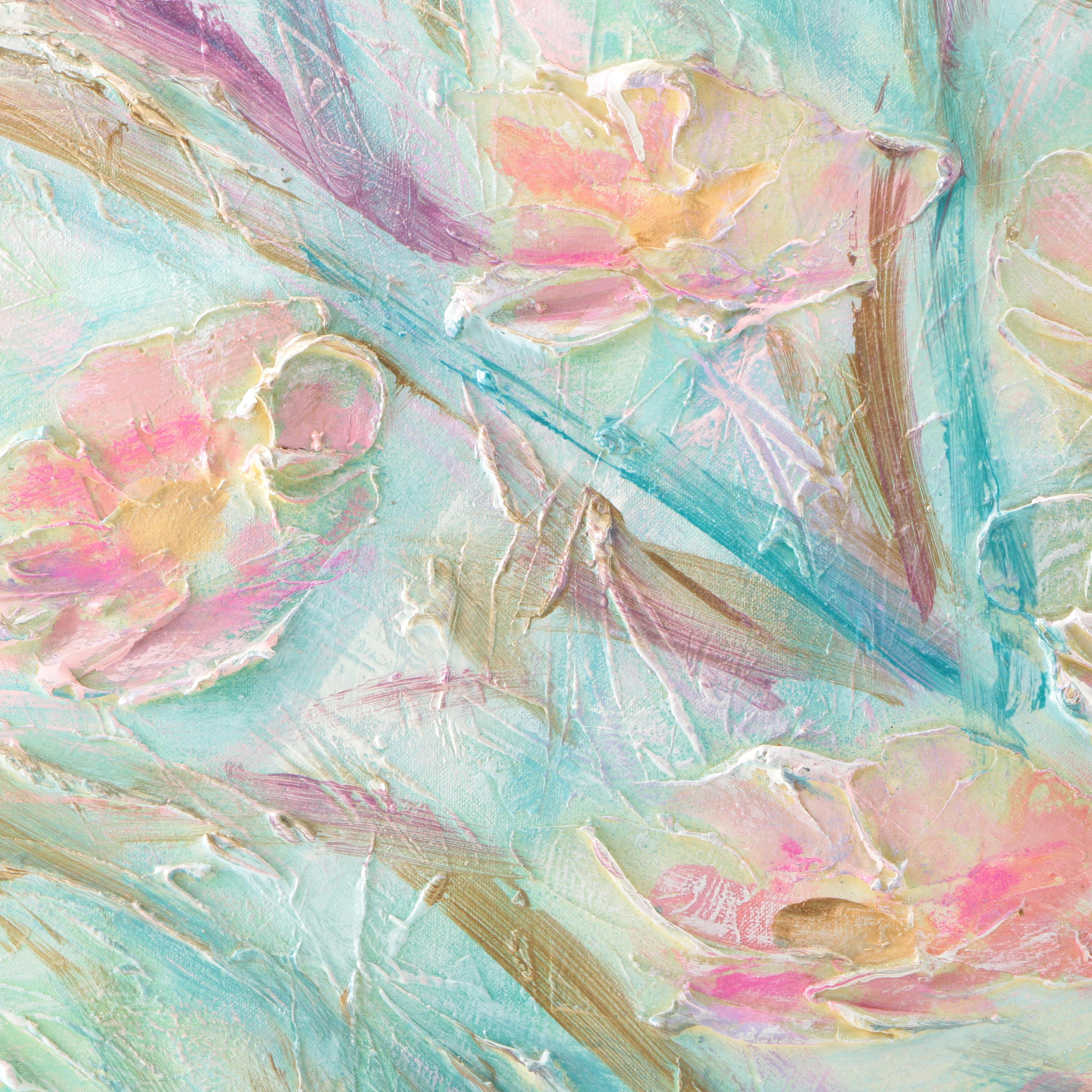 Lynne HeffnerFerrante Textured Oil Painting of Flowers EBTH