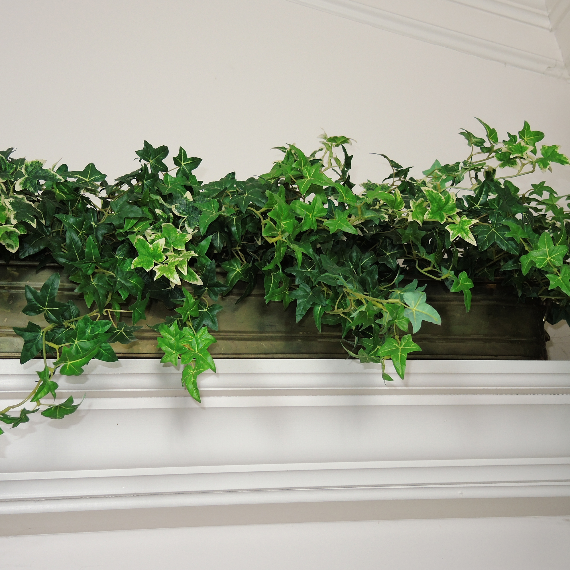 Set of Three Brass Planters with Faux Ivy Plants EBTH